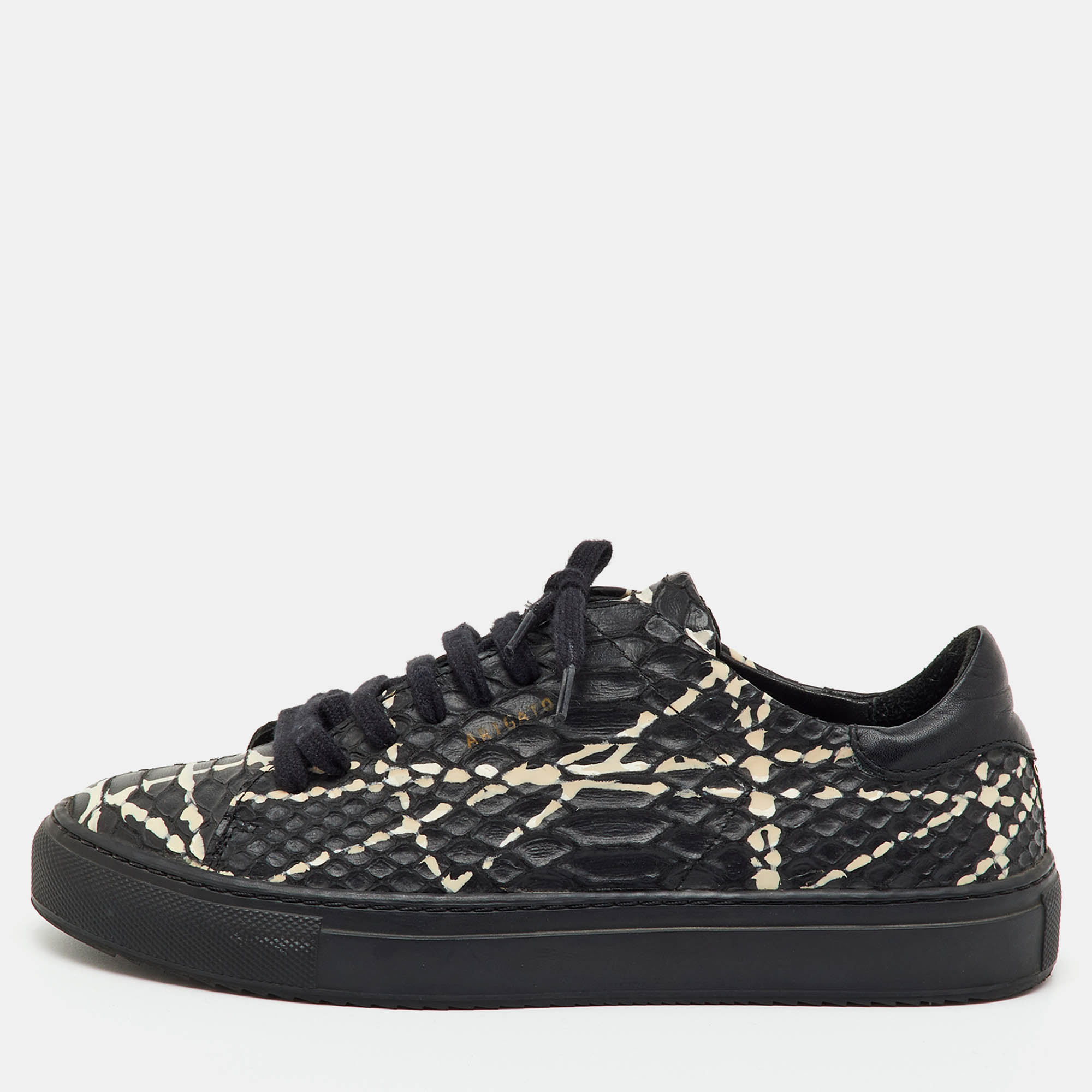 

Axel Arigato Black Python Embossed Leather Clean 90 Low Top Sneakers Size