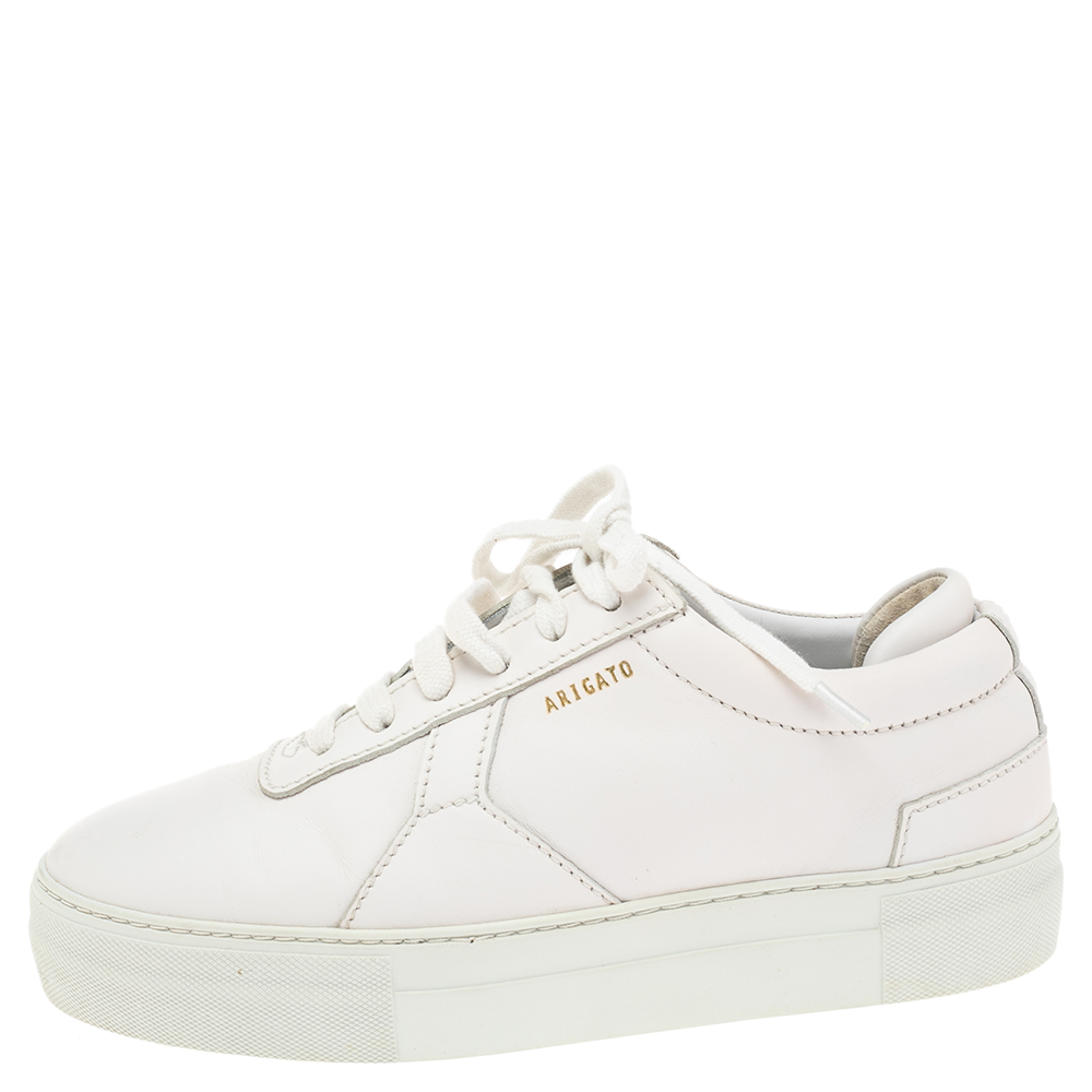 

Axel Arigato White Leather Platform Low Top Sneakers Size