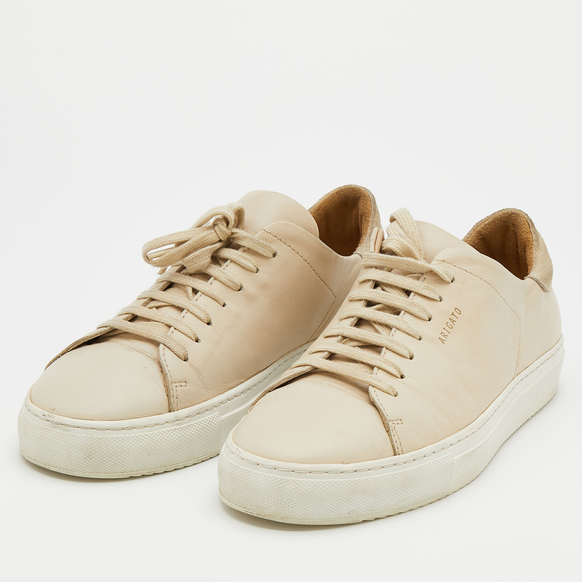 

Axel Arigato Light Beige Leather And Suede Low Top Sneakers Size