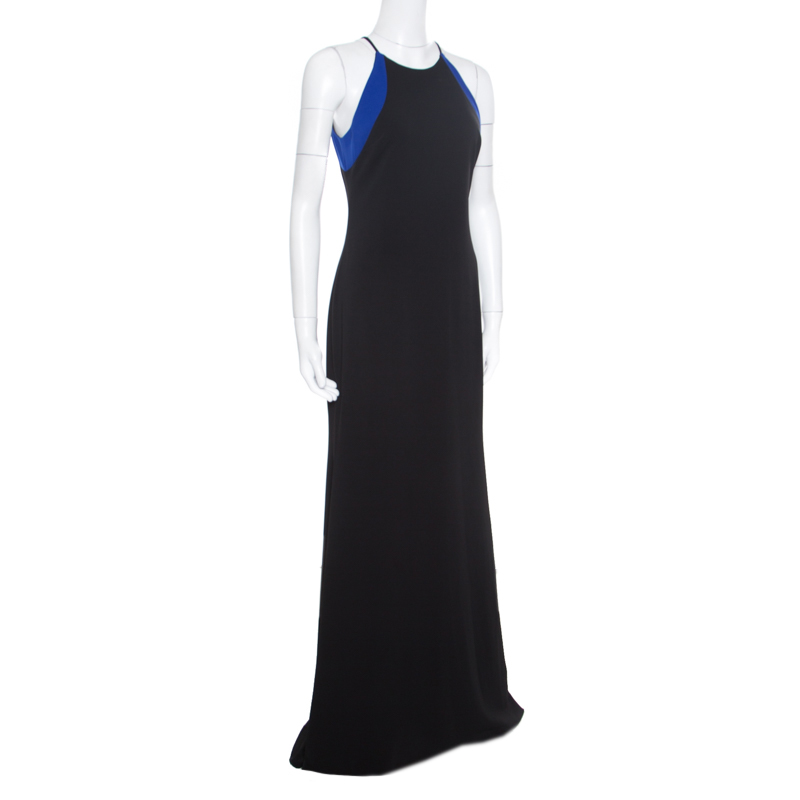 

Badgley Mischka Collection Colorblock Sleeveless Evening Gown, Black