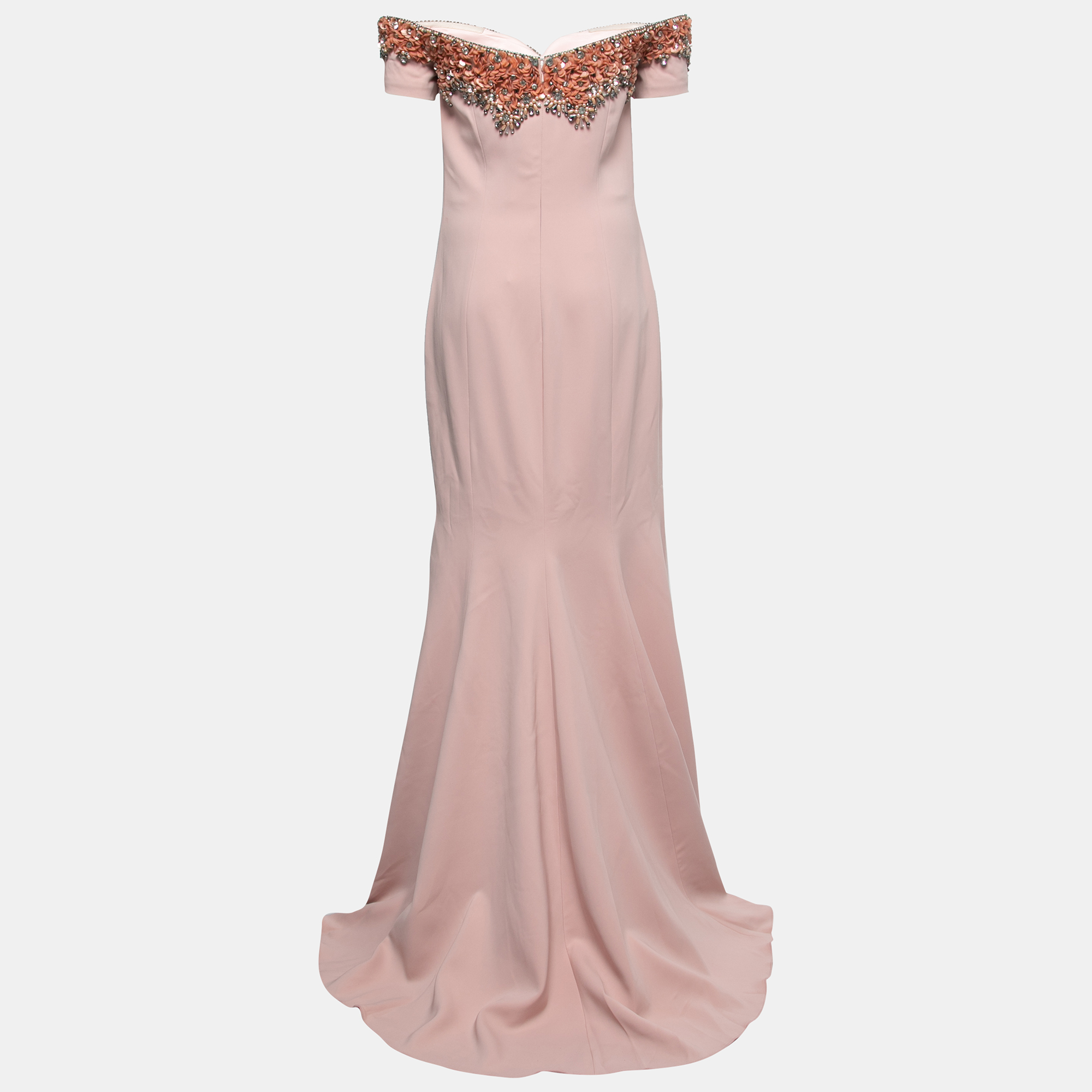 

Badgley Mischka Couture Pink Crepe Embellished Gown