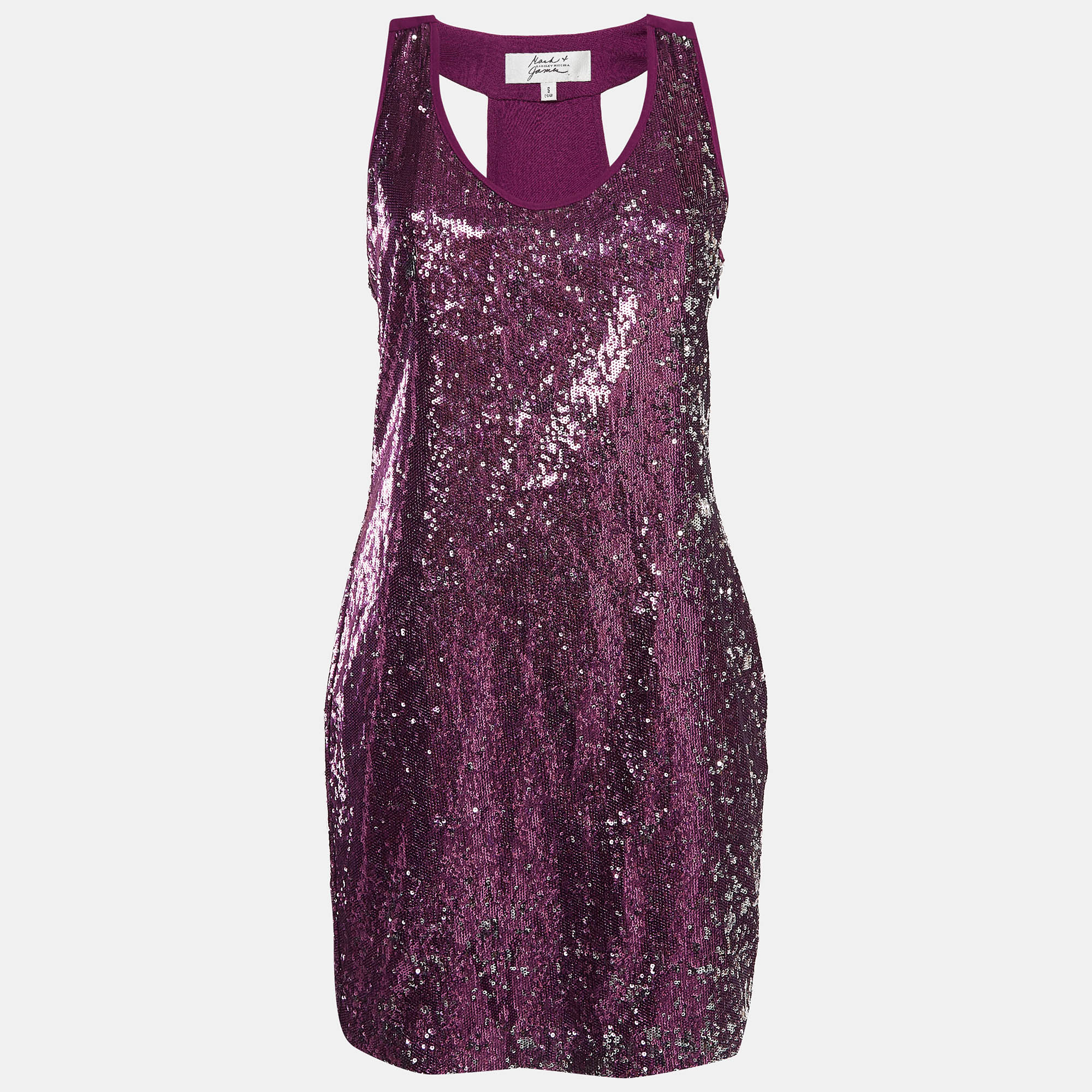 

Badgley Mischka Purple Sequin Crepe Sleeveless Mini Dress S