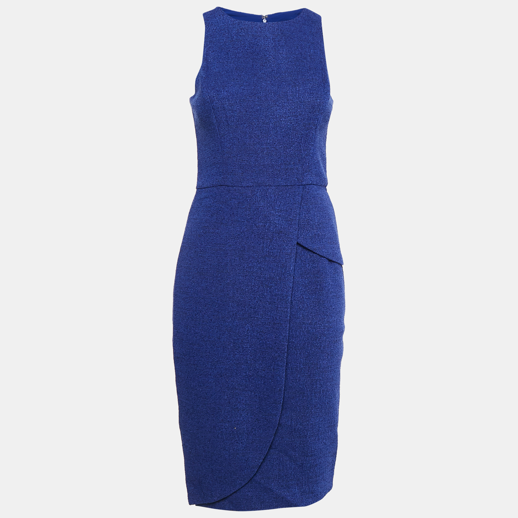 

Badgley Mischka Blue Tweed Sleeveless Short Dress S