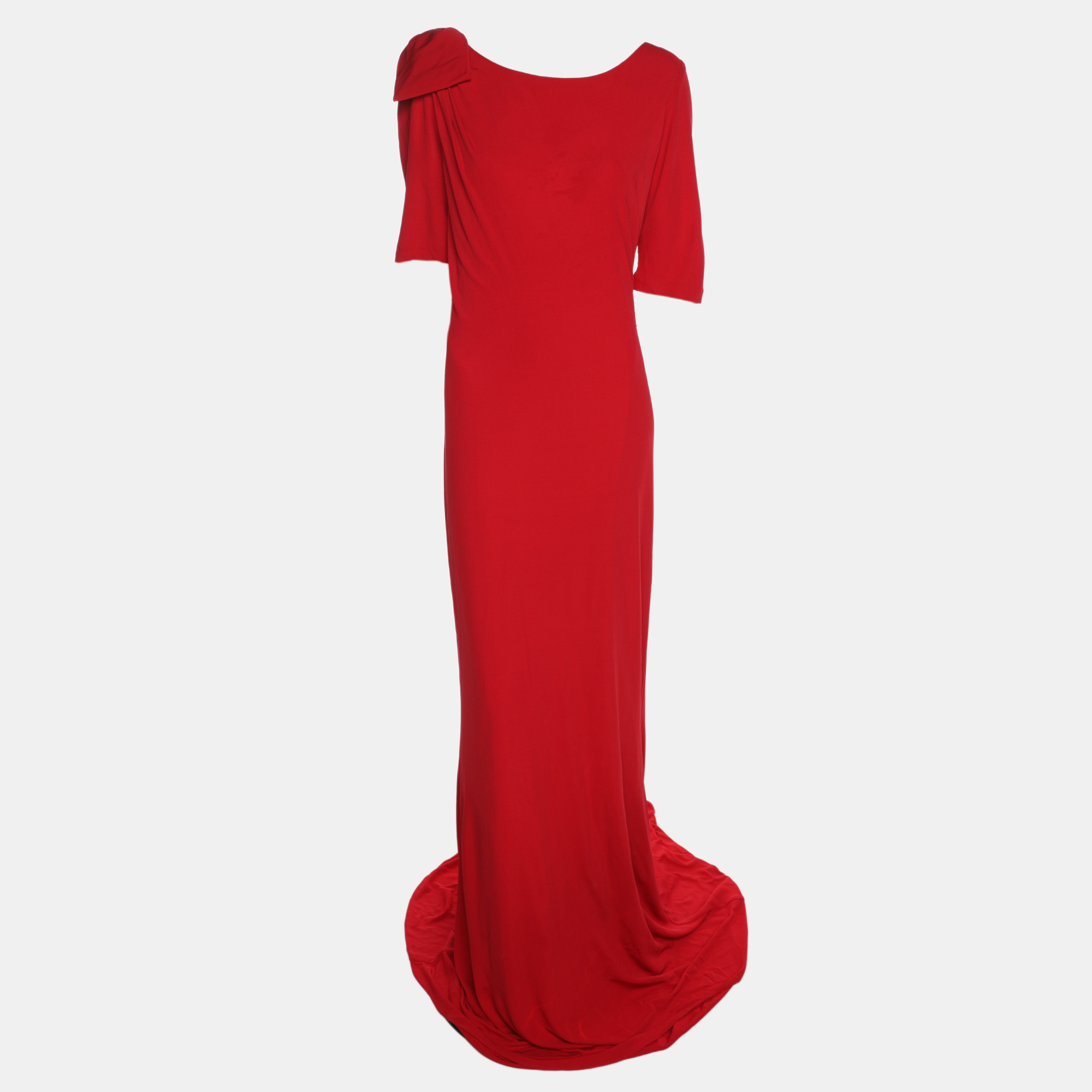 

Badgley Mischka Red Stretch Crepe Maxi Dress XL