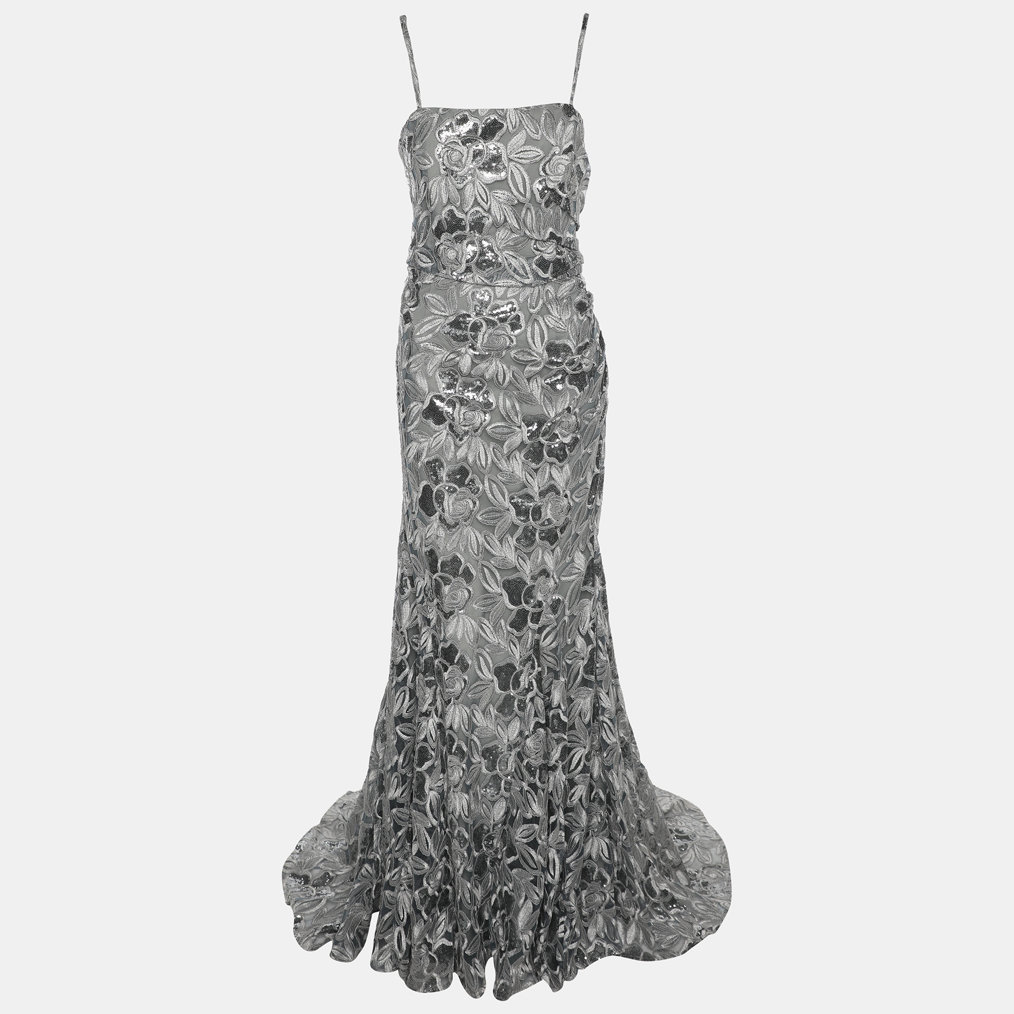 

Badgley Mishka Silver Sequin Mesh Embellished Dress M