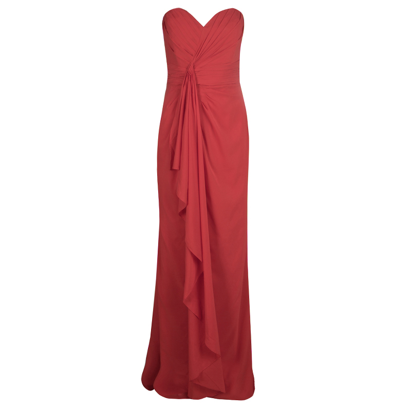 ruched strapless maxi dress