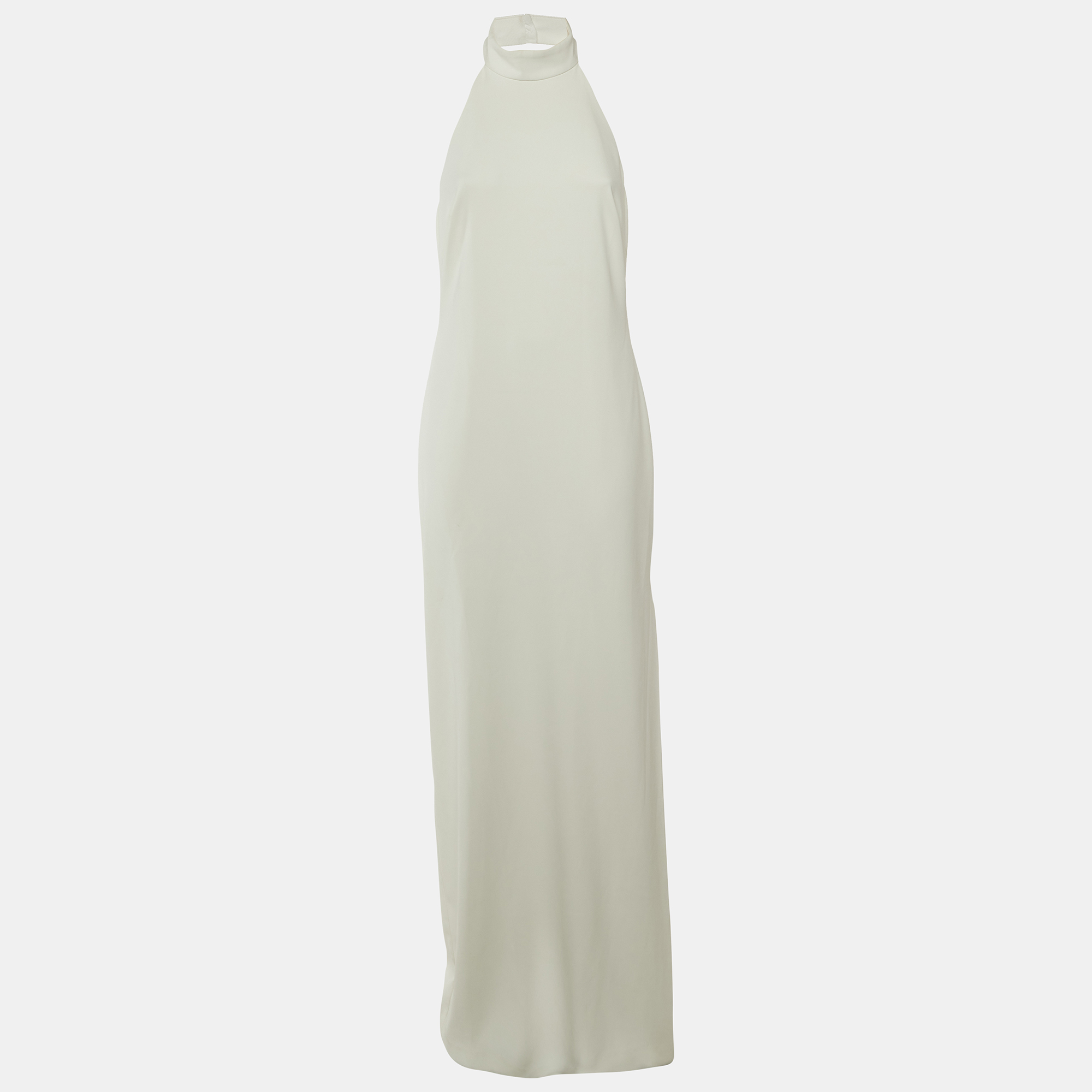 

Badgley Mischka White Crepe Halter Neck Gown L
