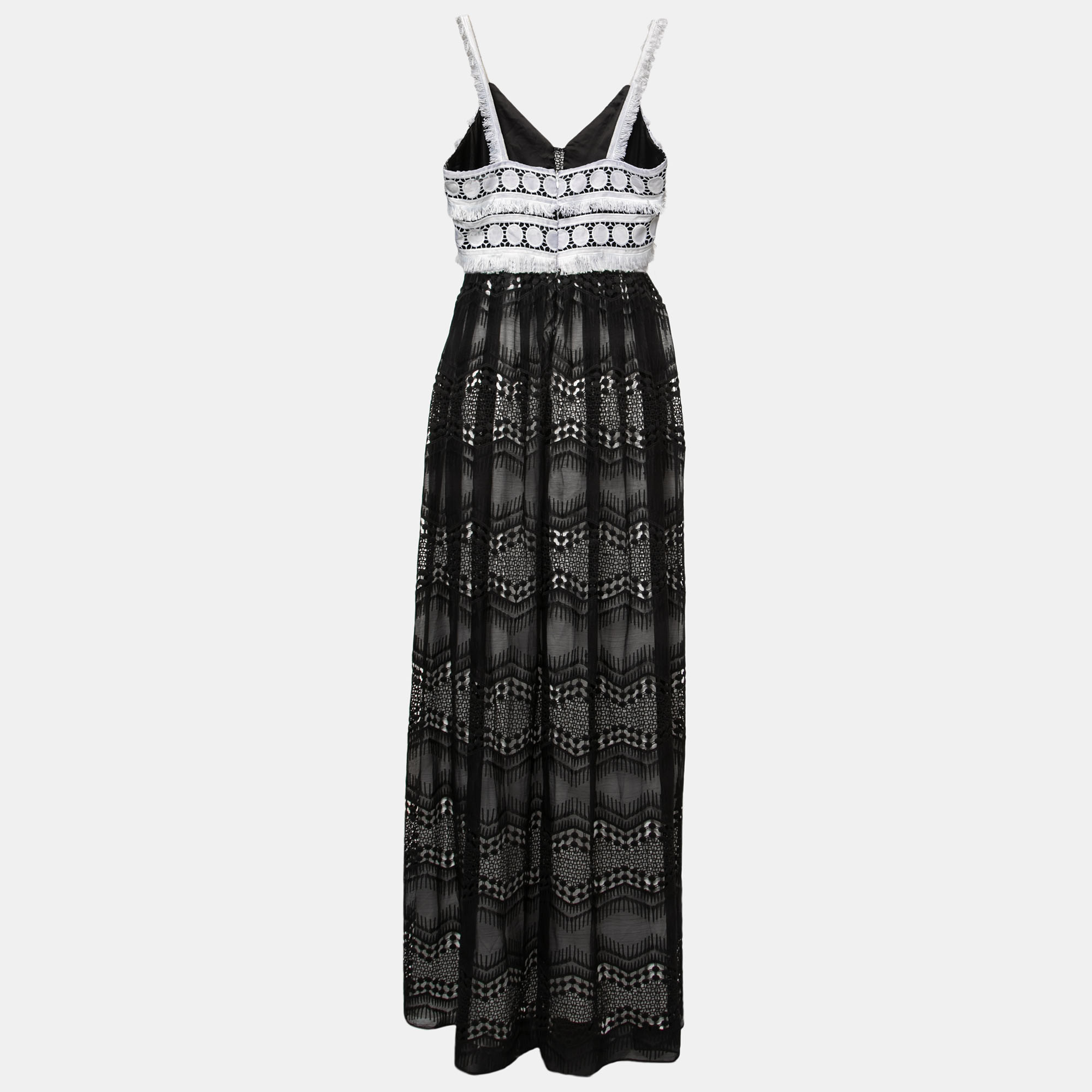 

Badgley Mischka Black/White Lace Sleeveless Gown