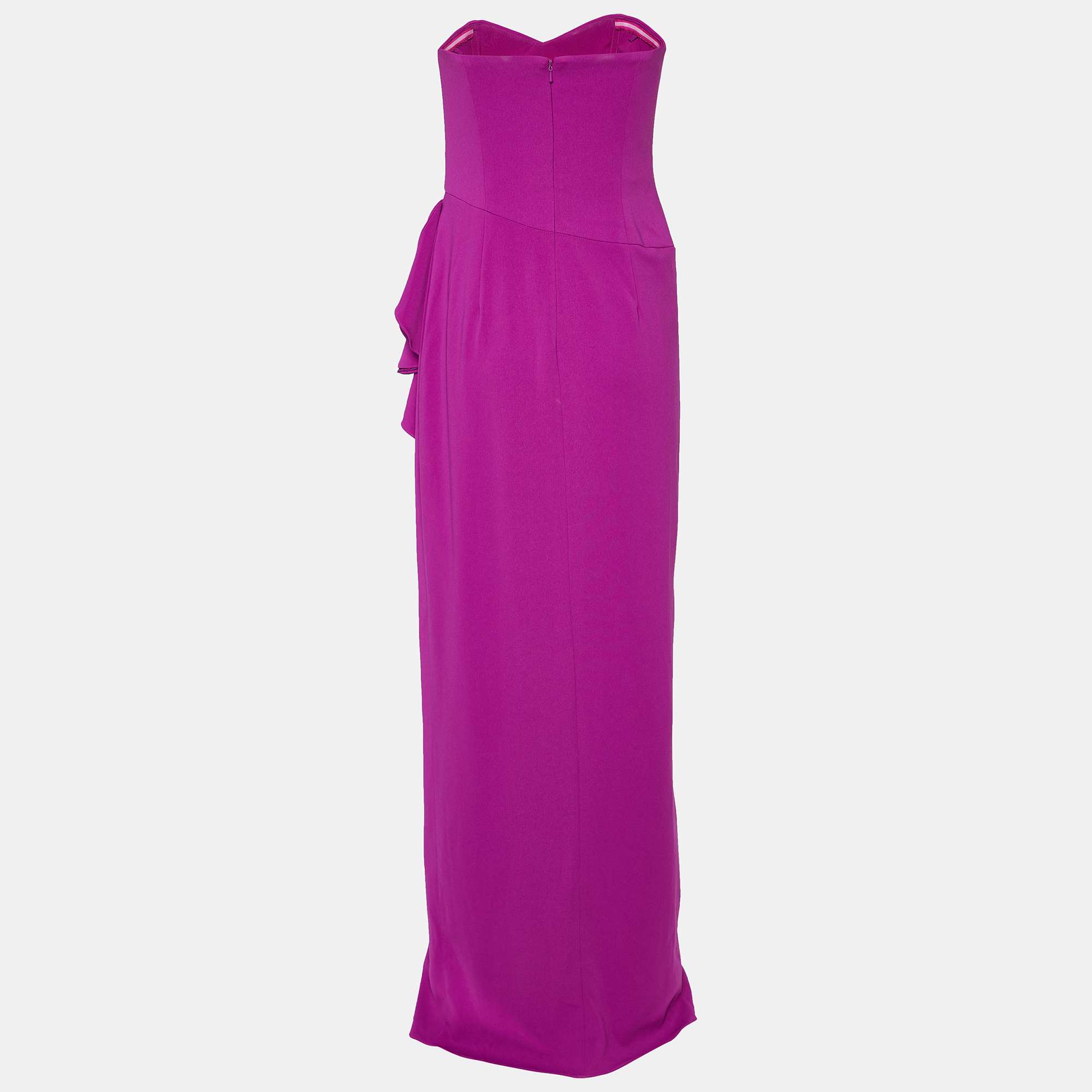 

Badgley Mischka Purple Crepe Ruffle Detail Strapless Gown