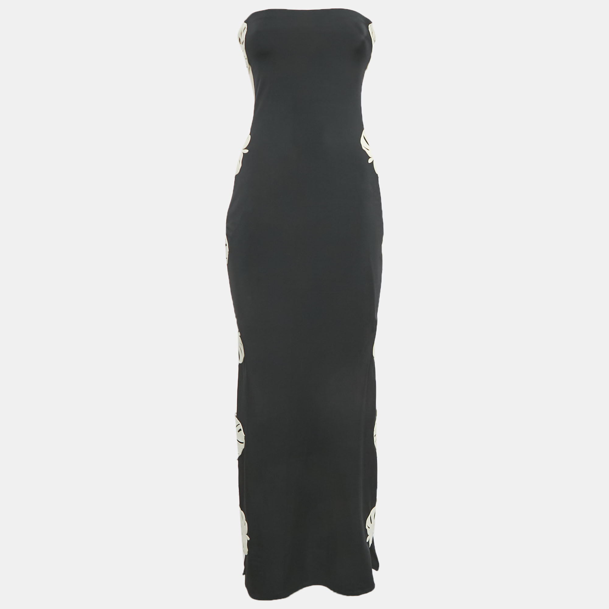 

Bahia Maria Black Jersey Sheer Panel Strapless Dress S