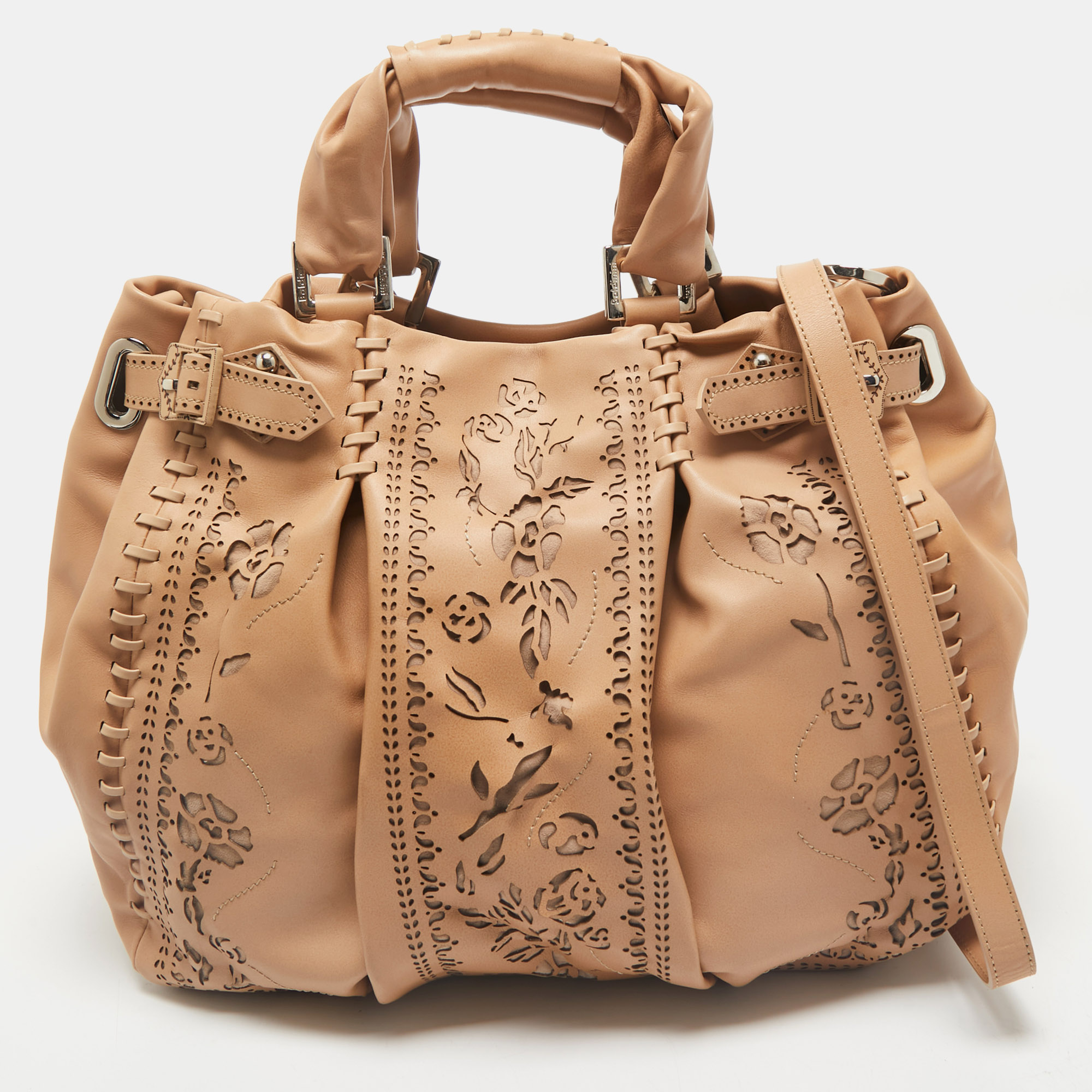 

Baldinini Beige Laser Cut Leather Tote