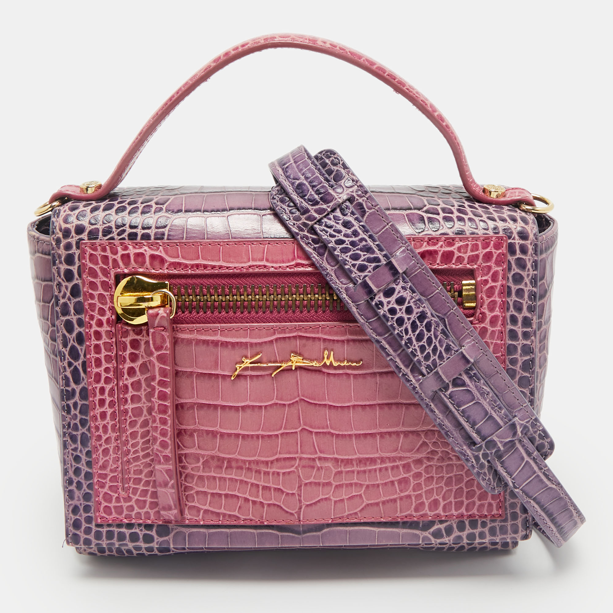 

Baldinini Purple/Pink Alligator Top Handle Bag