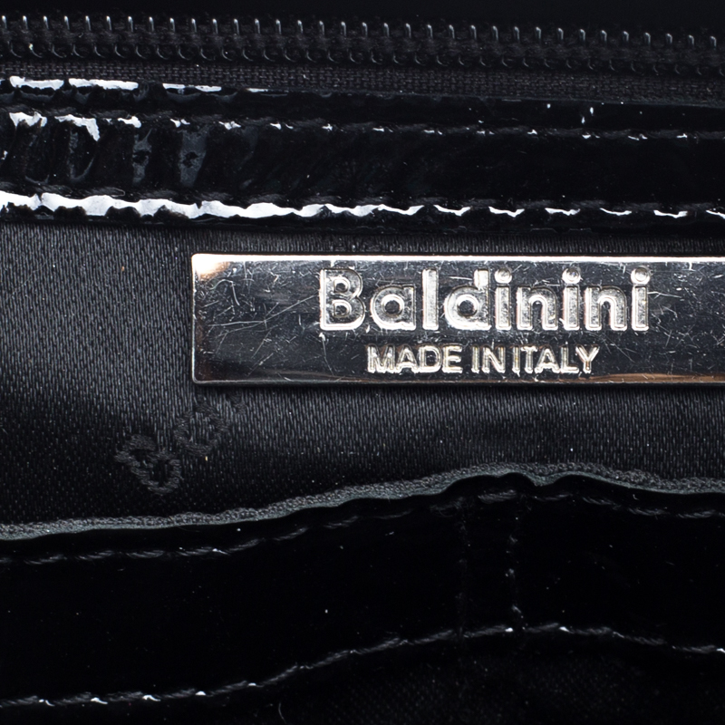 Pre Owned Baldinini Black Leopard Print Calfhair and Patent Leather Satchel