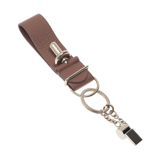 Pre Owned Balenciaga Beige Leather Tube Key Ring
