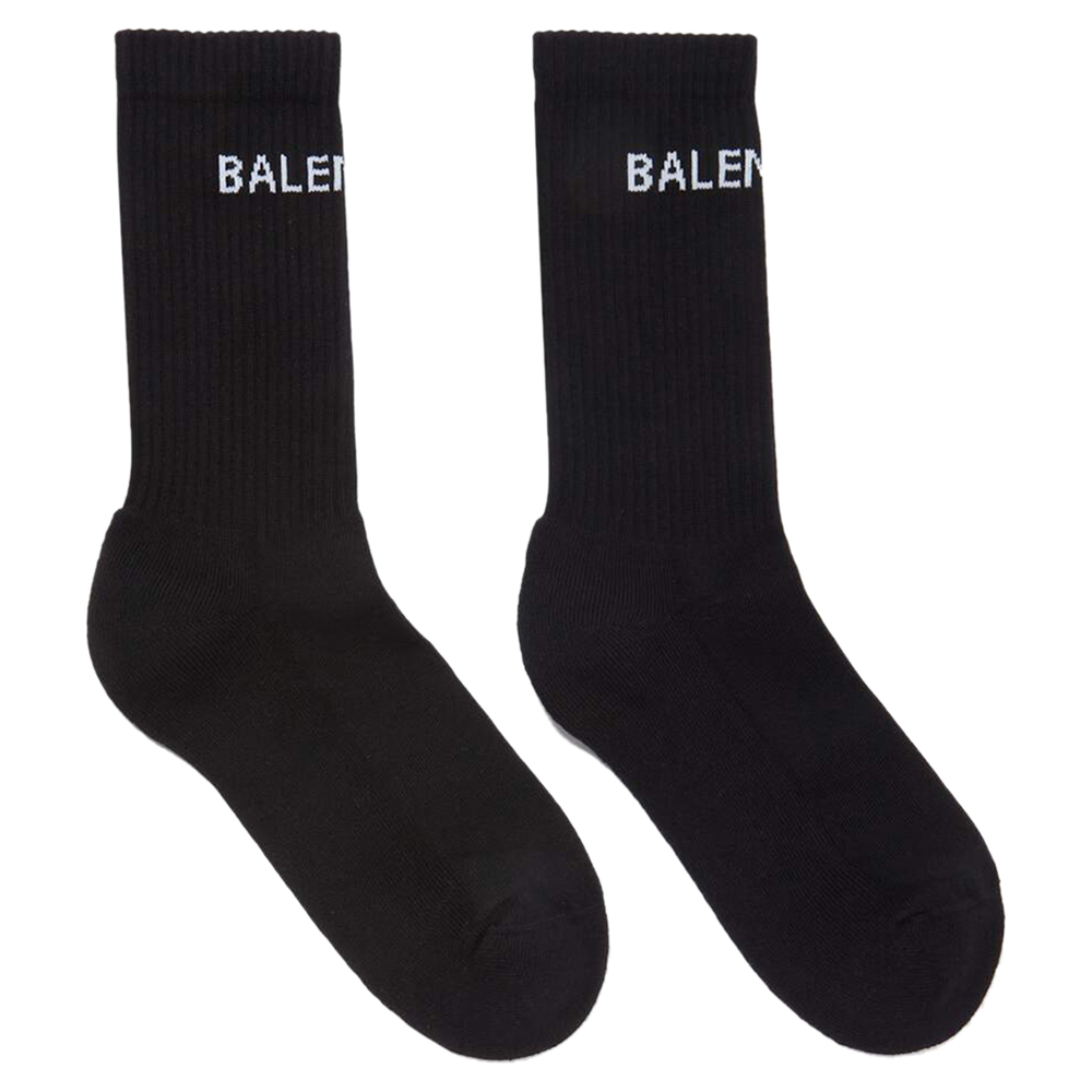 

Balenciaga Back Logo Jacquard Cotton Blend Tennis Socks, Black