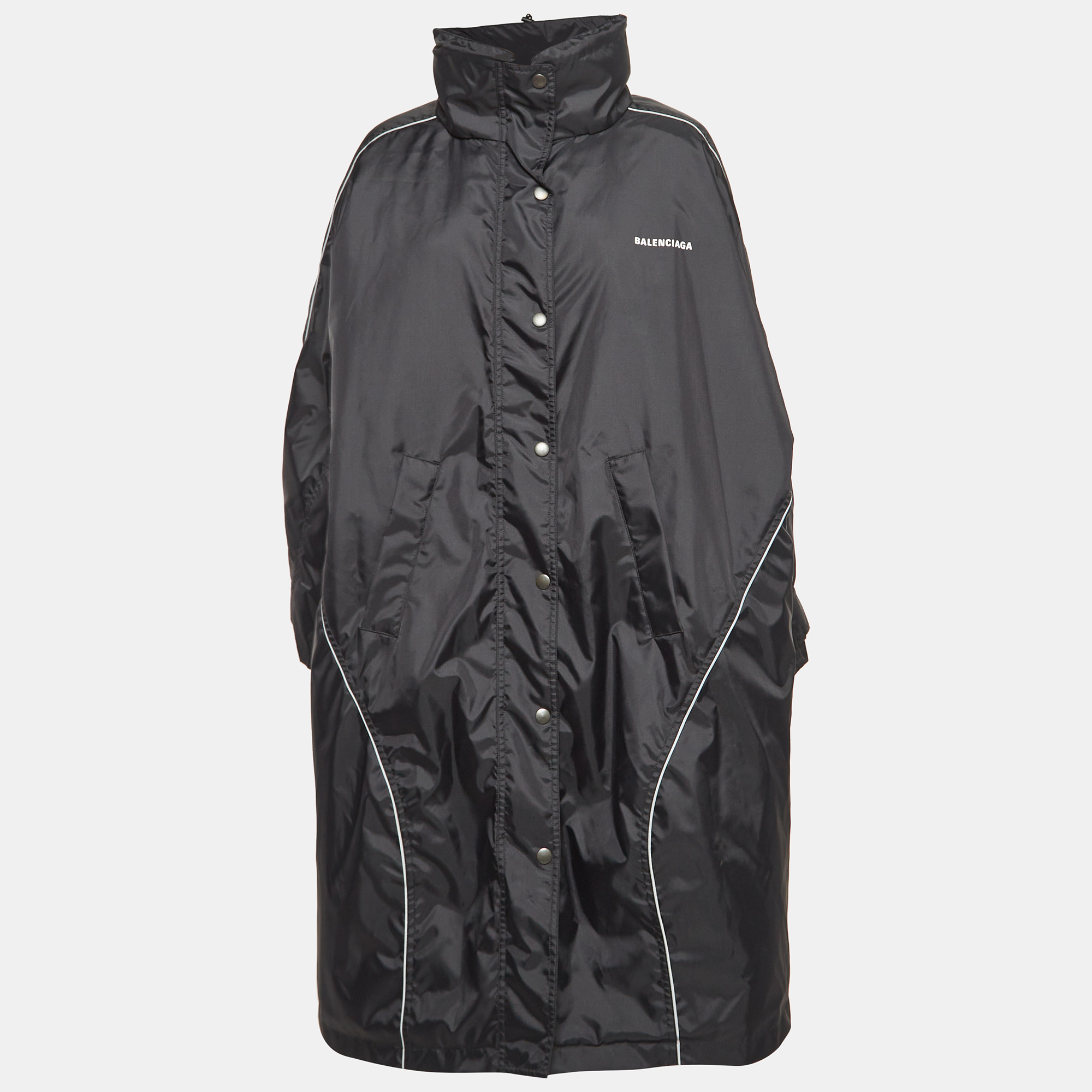 

Balenciaga Black Synthetic Oversized Hooded Parka Jacket S