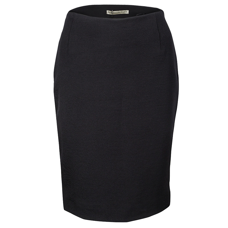 Pre Owned Balenciaga Black Tailored Pencil Skirt M