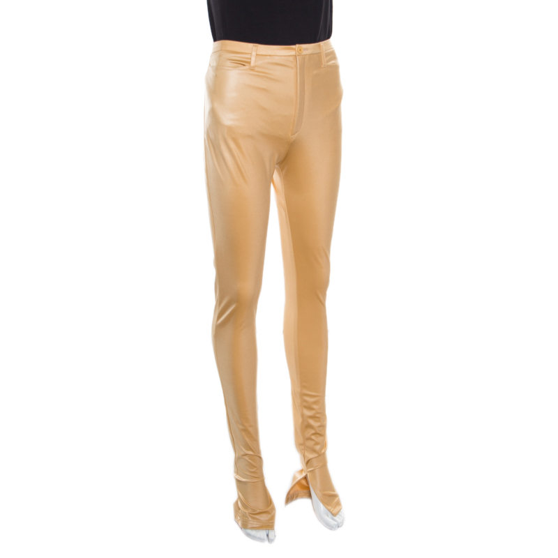 

Balenciaga Gold Stretched Knit Skinny Pants