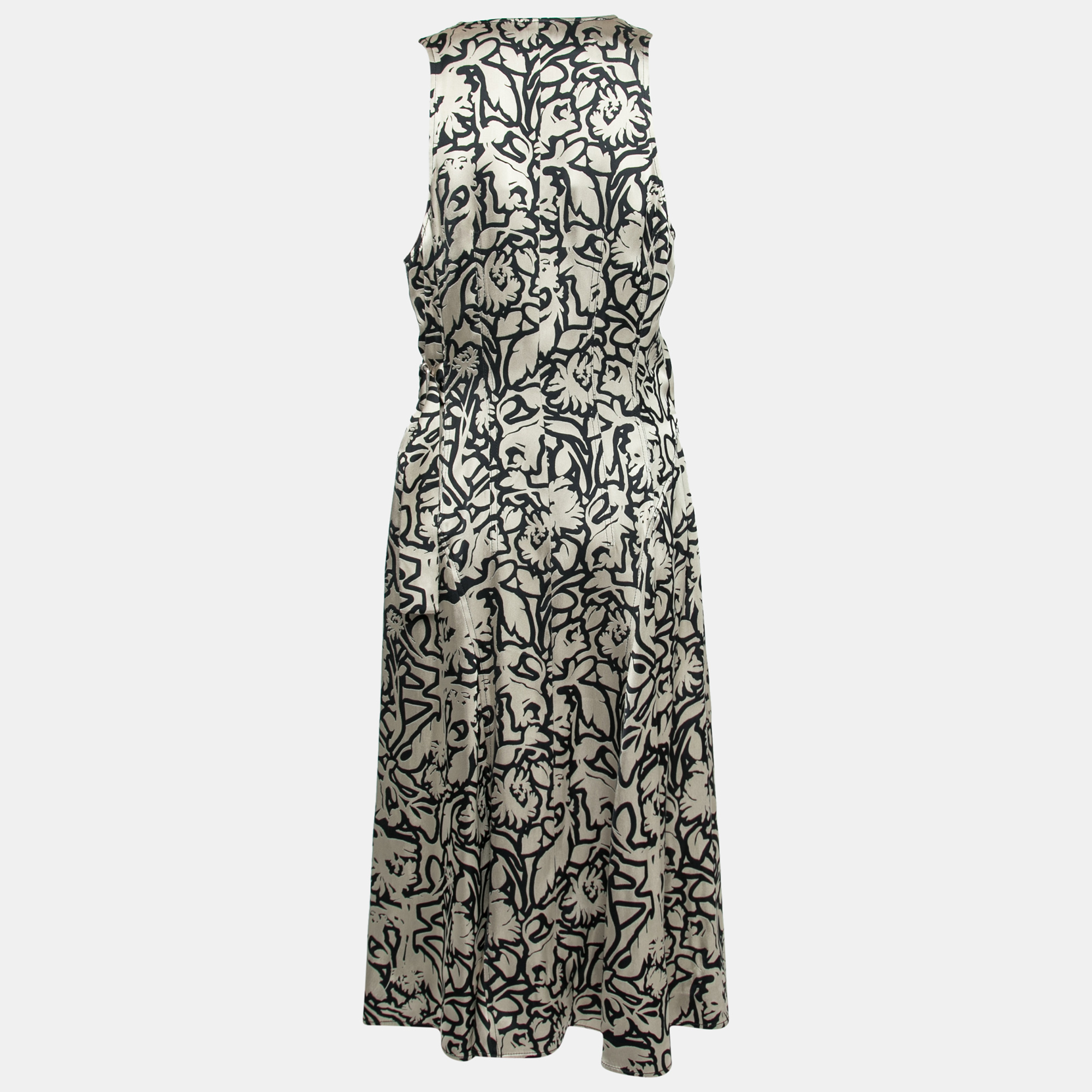 

Balenciaga Gold & Black Floral Jacquard Satin Wrap Dress