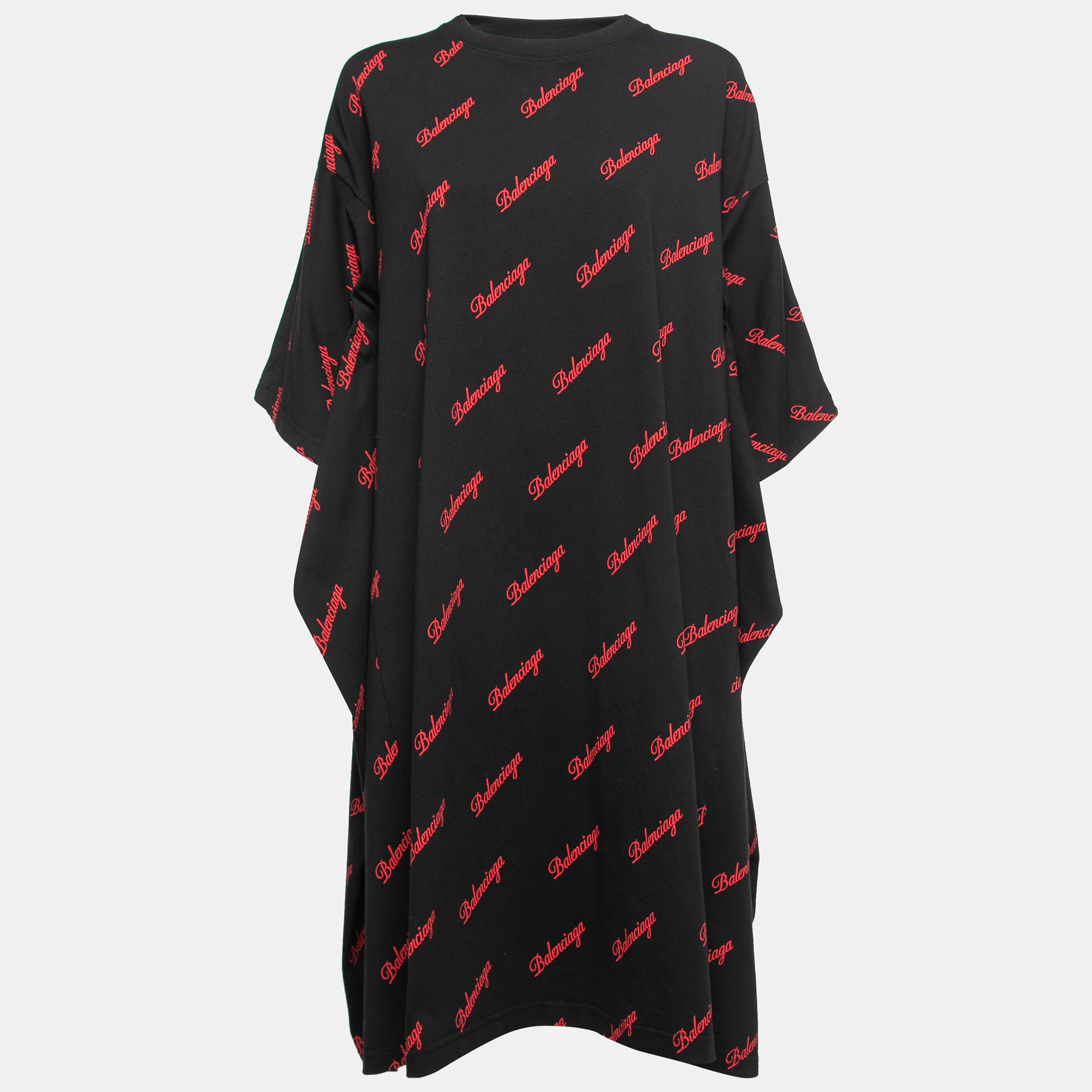 Pre Owned Balenciaga Black Cotton Oversize Dress XS