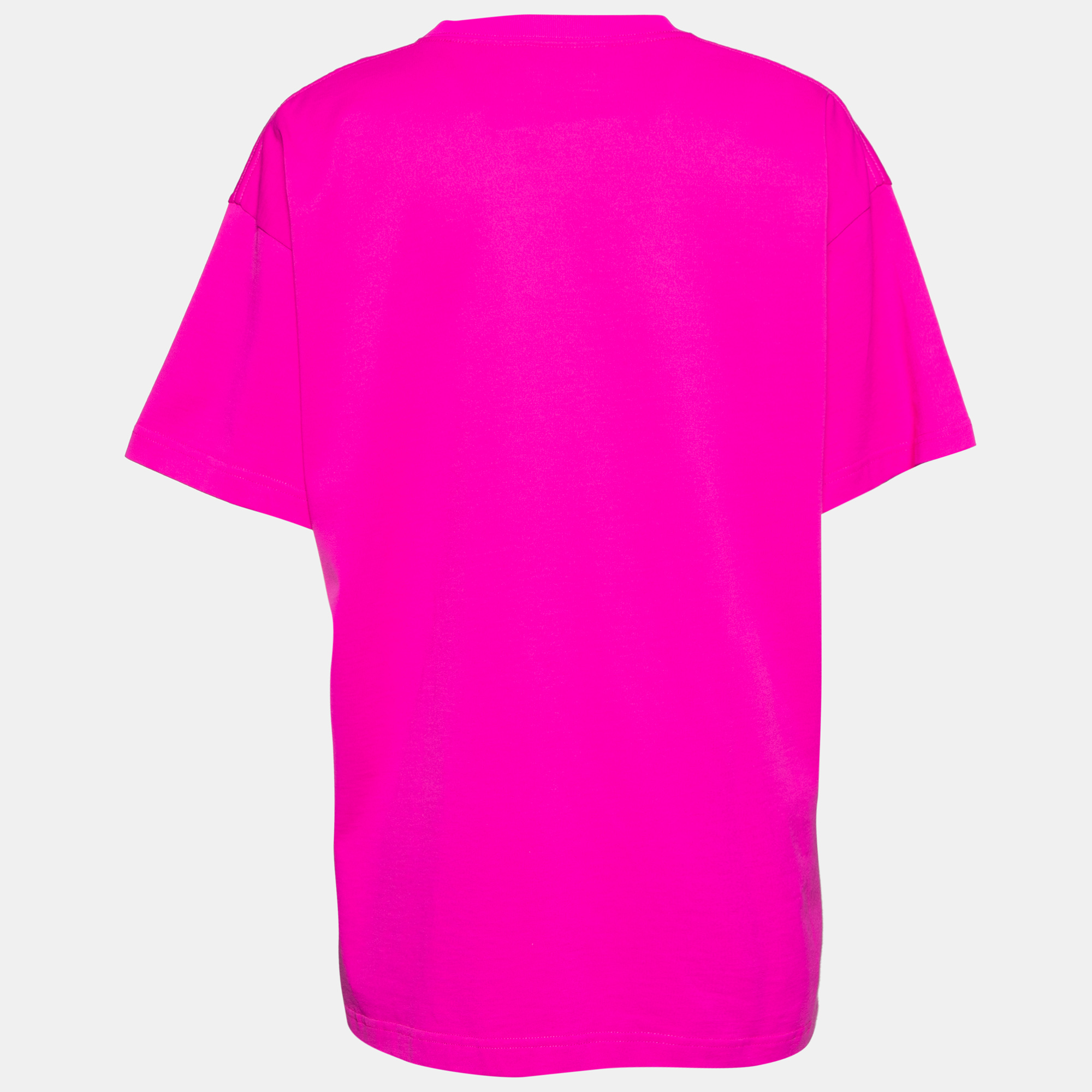 

Balenciaga Pink Logo Printed Cotton Knit T-Shirt