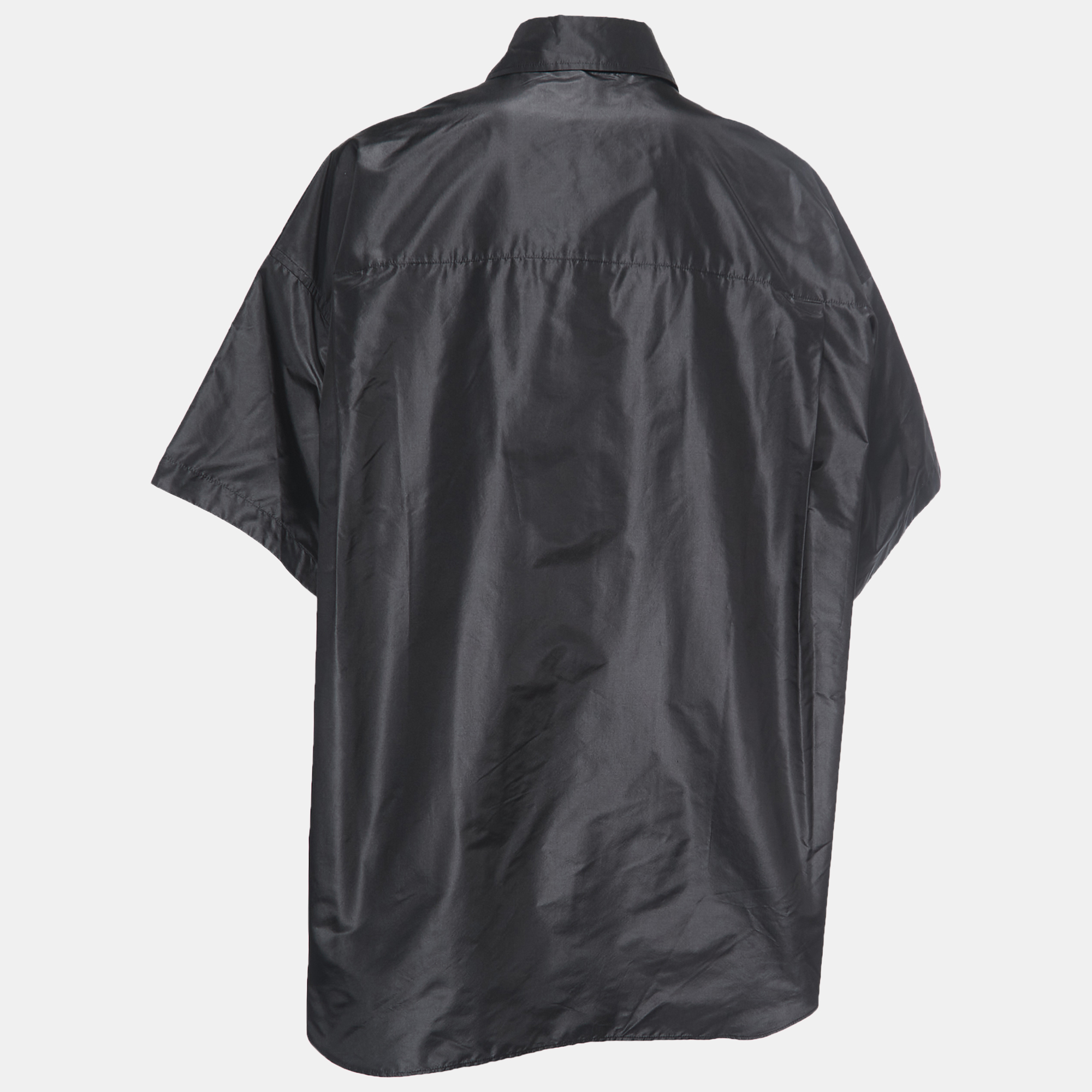 

Balenciaga Black Taffeta Button Front Half Sleeve Oversized Shirt