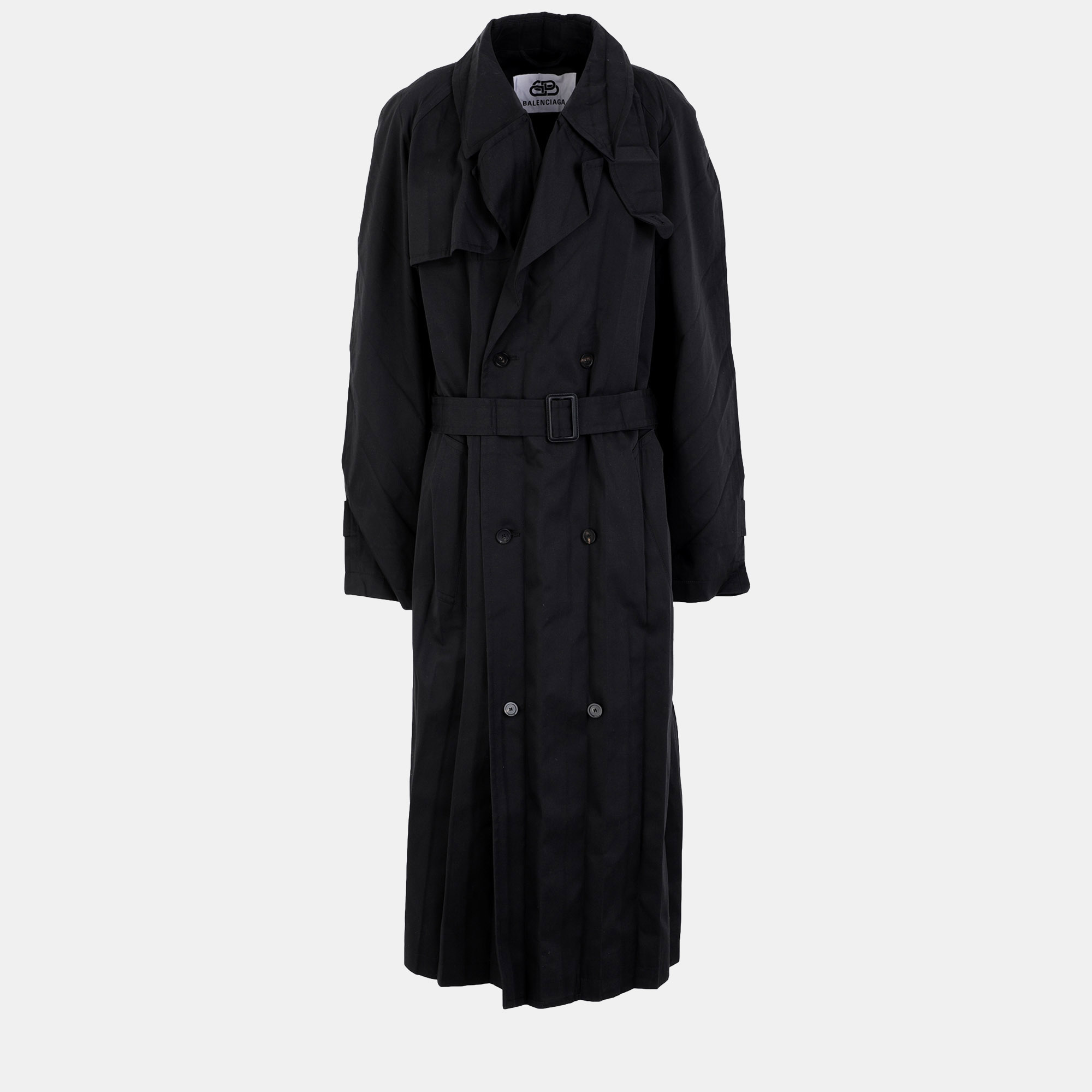 Pre-owned Balenciaga Polyester Overcoats S In Black