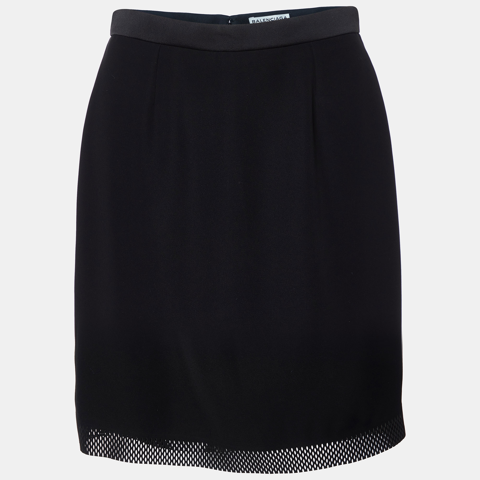 

Balenciaga Black Jersey Laser Cut Detail Mini Skirt