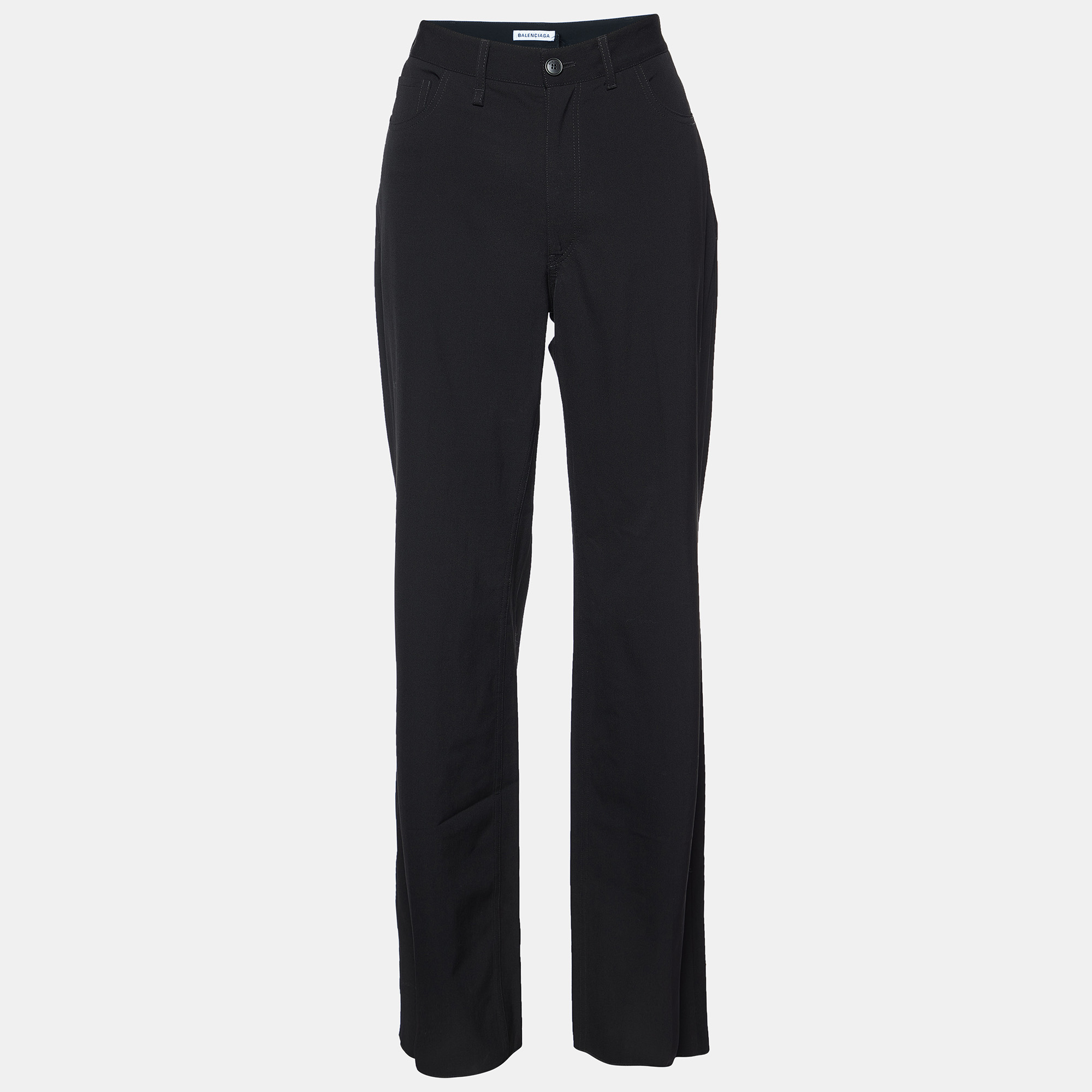 Pre-owned Balenciaga Black Wool Flared Trousers S/waist 30"
