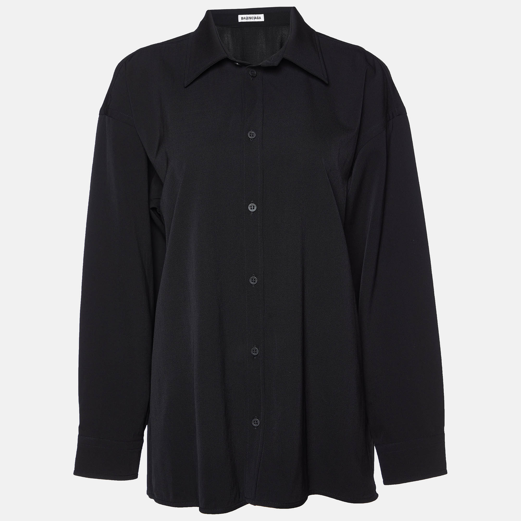 

Balenciaga Black Wool Button Front Oversized Shirt XS