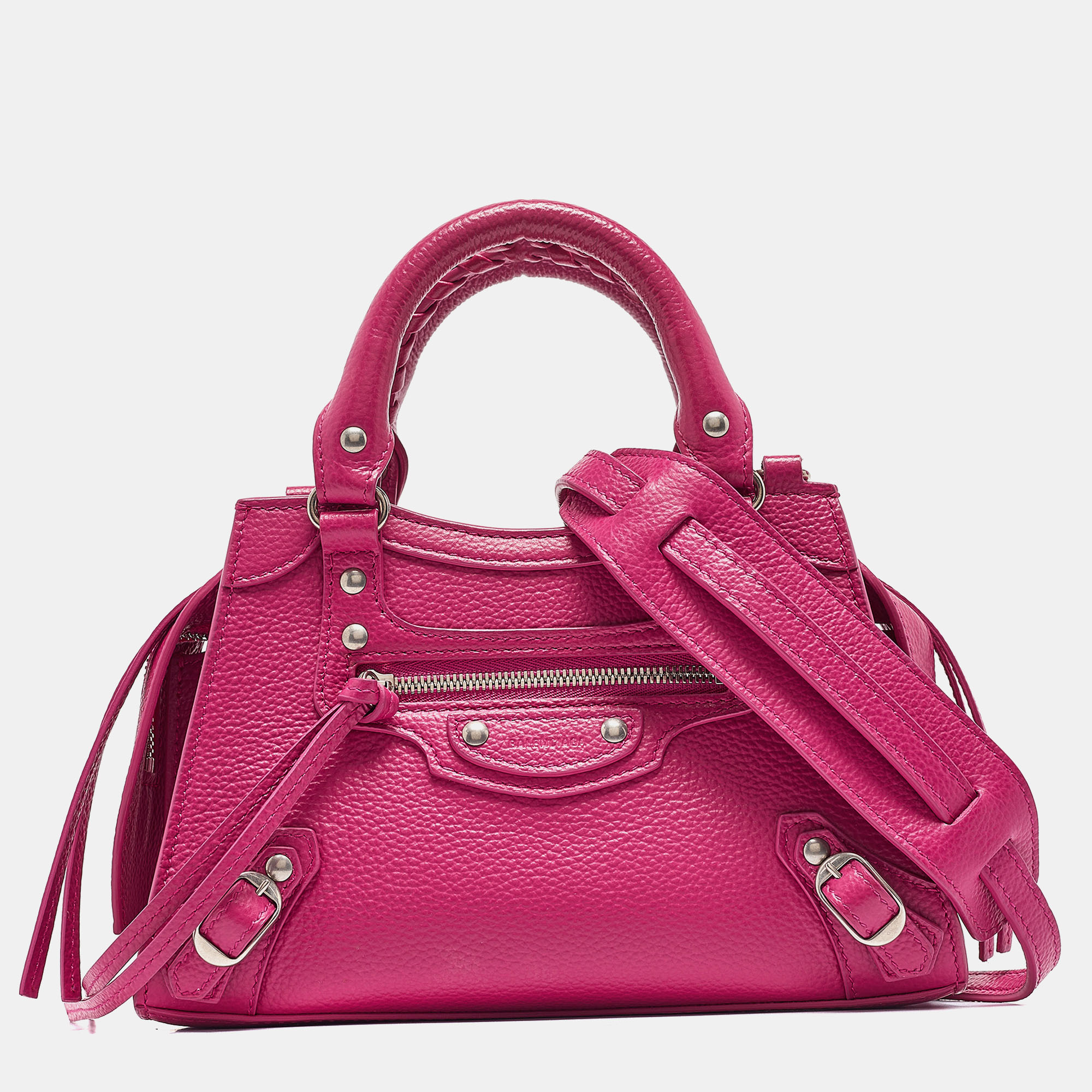 

Balenciaga Fuchsia Leather Mini Neo Classic City Tote, Pink