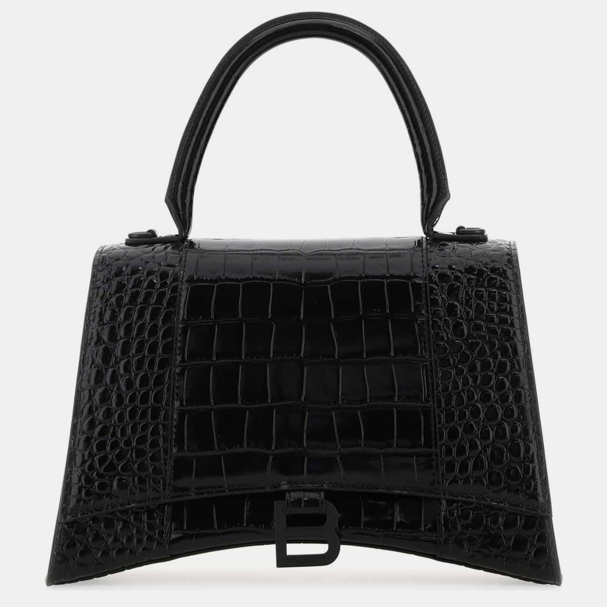 

Balenciaga Black Croc-embossed Leather Hourglass Handbag