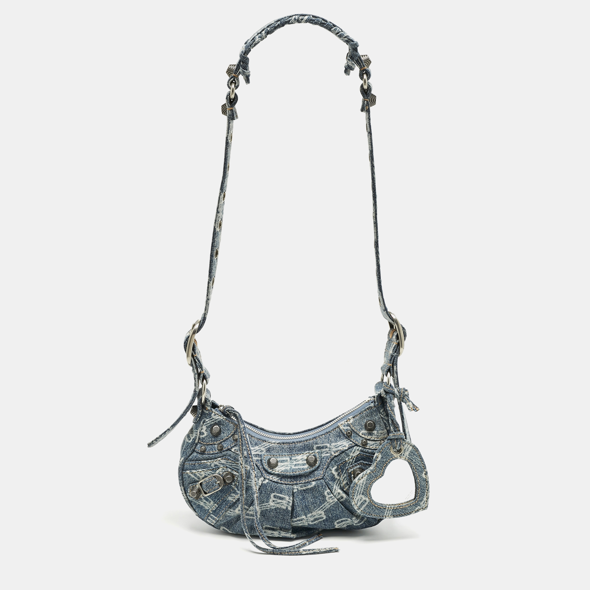 

Balenciaga Blue BB Monogram Denim  Le Cagole Shoulder Bag