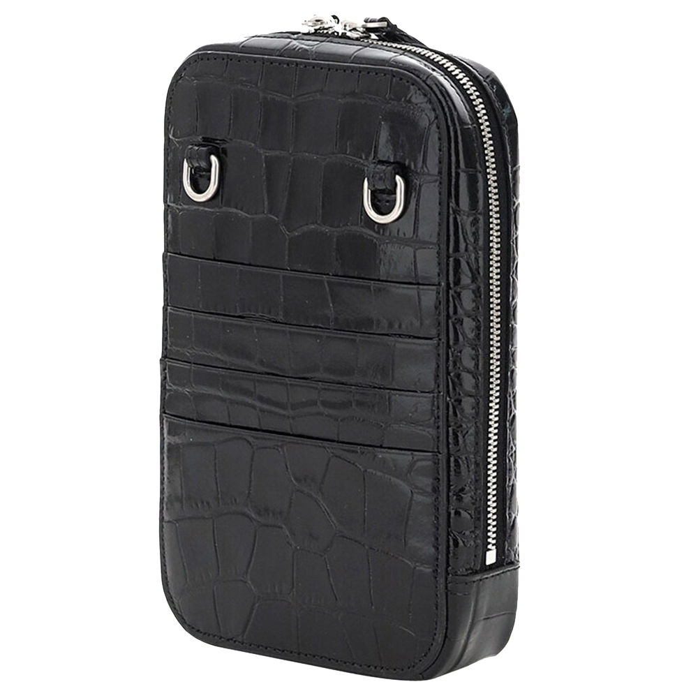 

Balenciaga Black Croc-Embossed Leather Cash Phone Case Crossbody bag