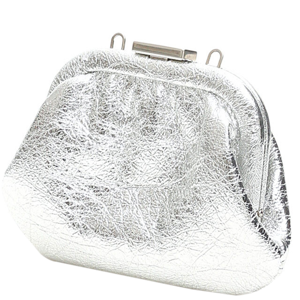 

Balenciaga Silver Leather Cloud Coin Purse Clutch bag