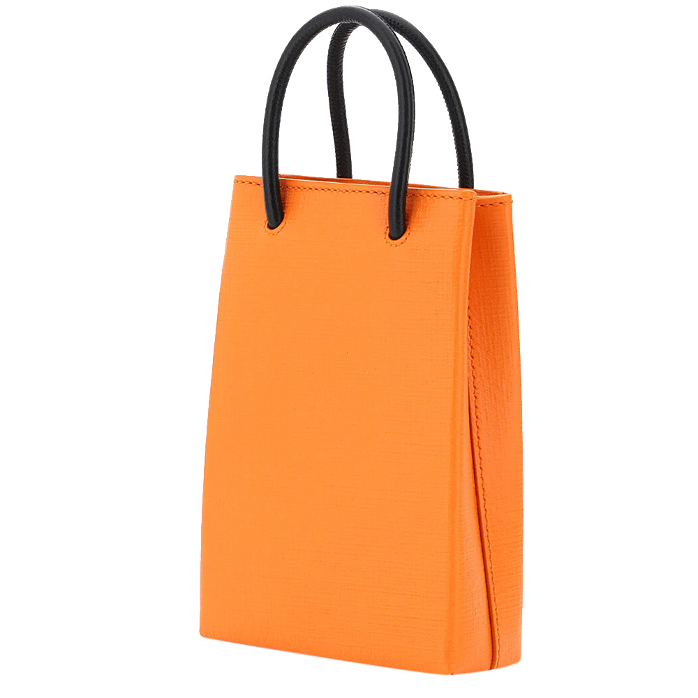 

Balenciaga Orange Calfskin Leather Shopping Phone Holder Bag
