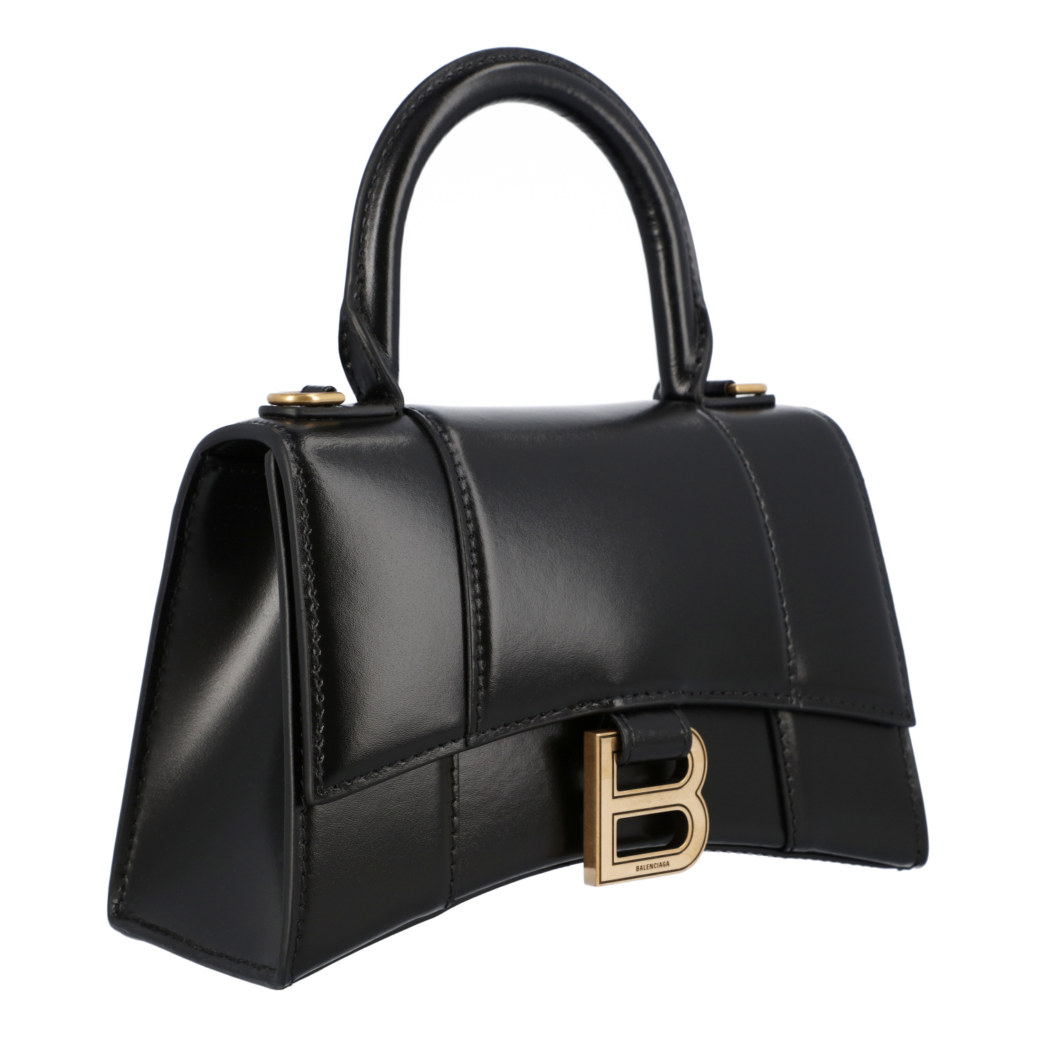 

Balenciaga Black Leather Hourglass  Top Handle Bag