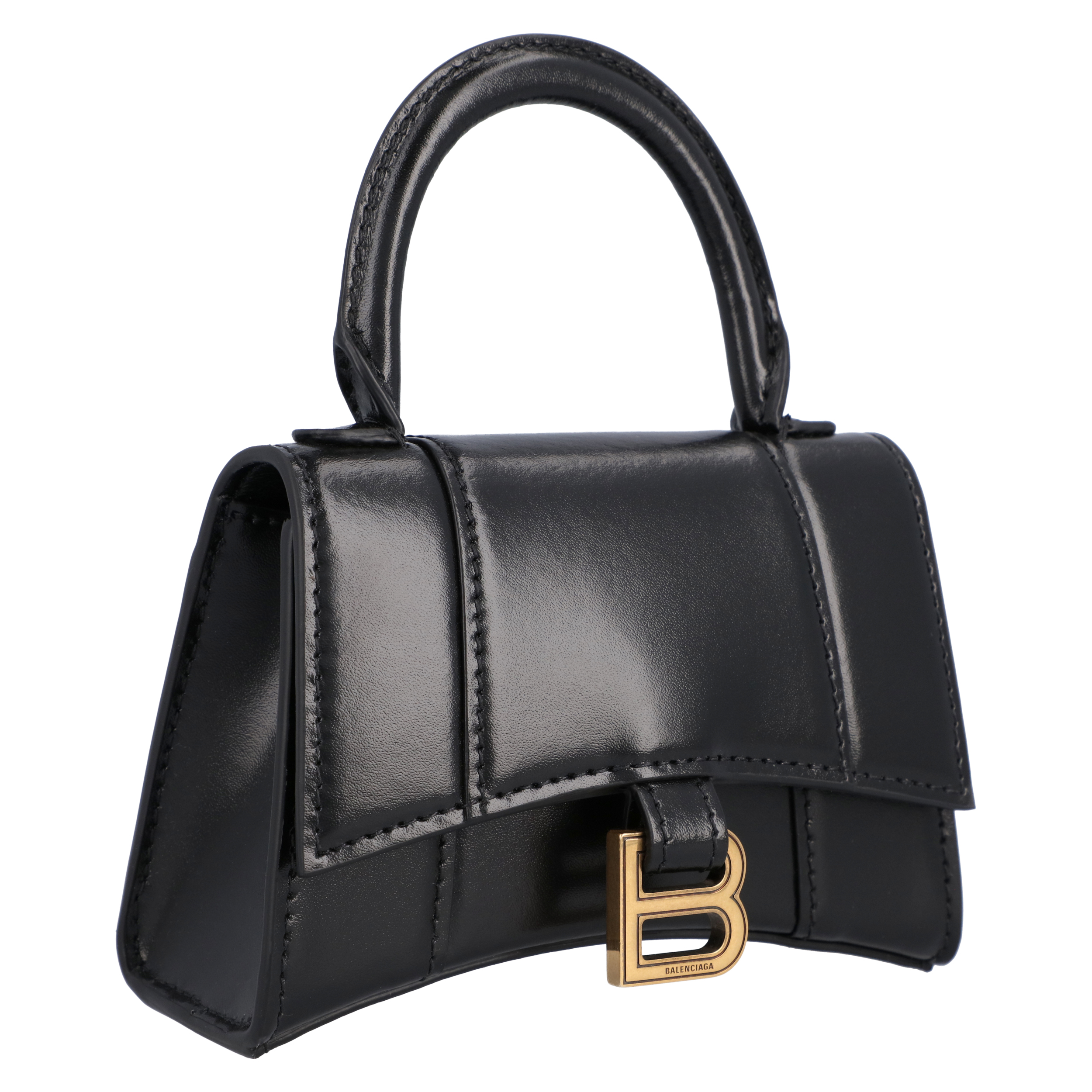 Balenciaga Black Leather Hourglass Mini Bag