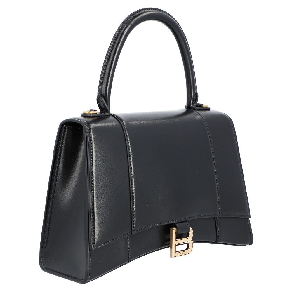 

Balenciaga Black Leather Hourglass Small Top Handle Bag