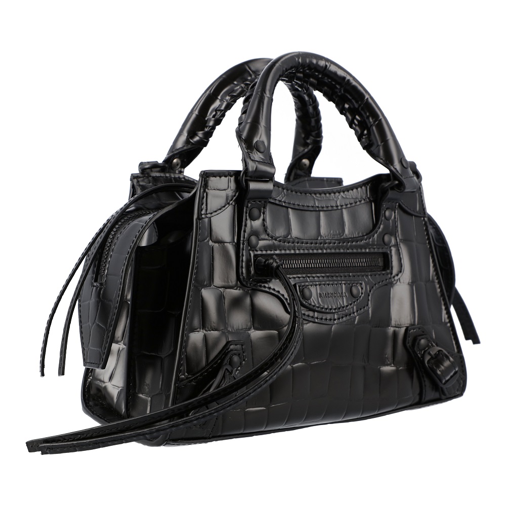 

Balenciaga Black Crocodile Embossed Leather Neo Classic Mini Bag