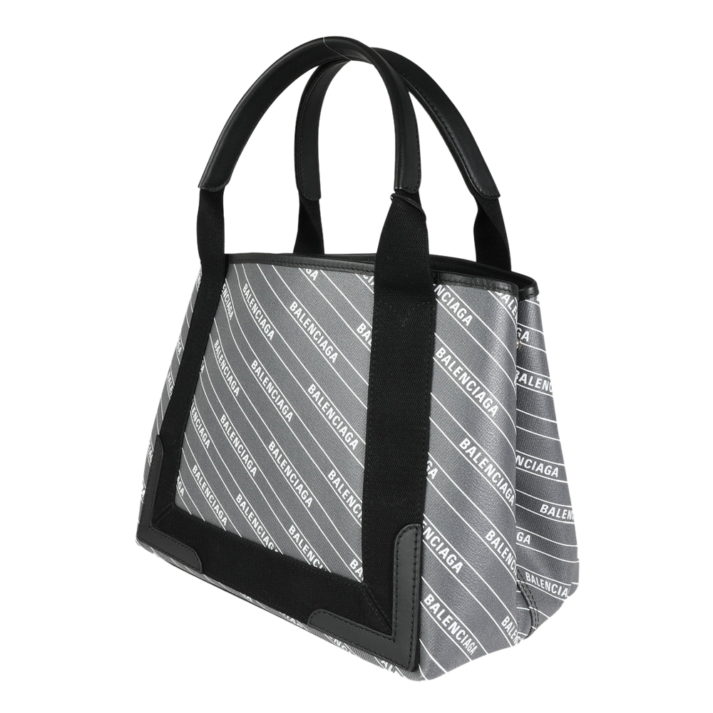 

Balenciaga Gray/White Canvas Hippopotamus Logo Navy Cabas Tote Bag, Grey
