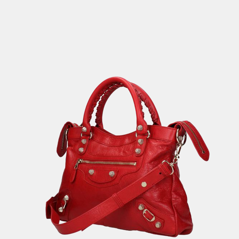 

Balenciaga Red Leather Cagole City Tote Bag