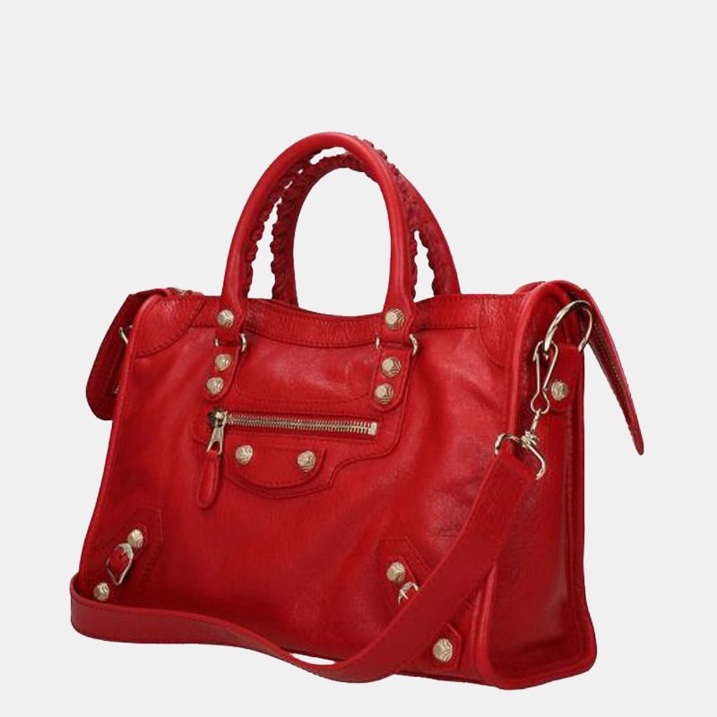 

Balenciaga Red Leather Motorcross Classic City Bag