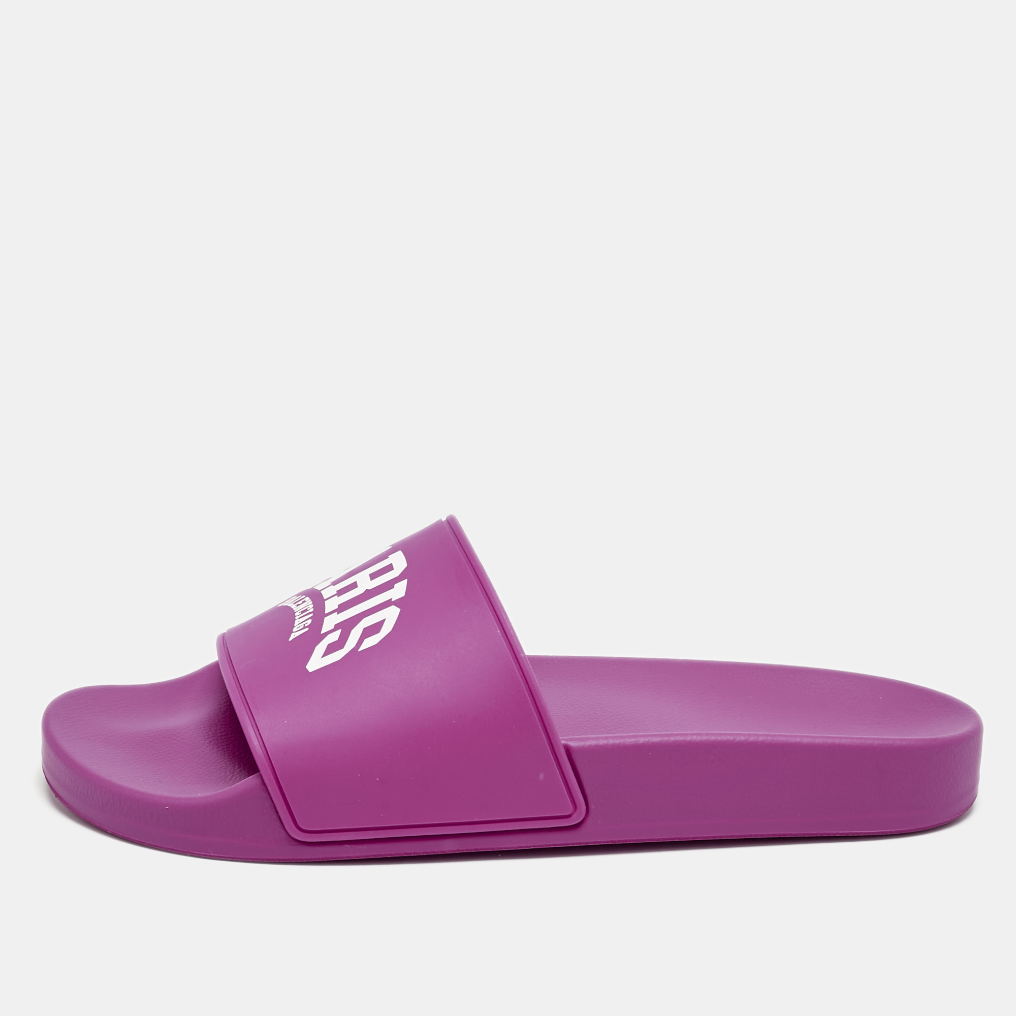 

Balenciaga Pink Rubber Cities Paris Pool Slides Size