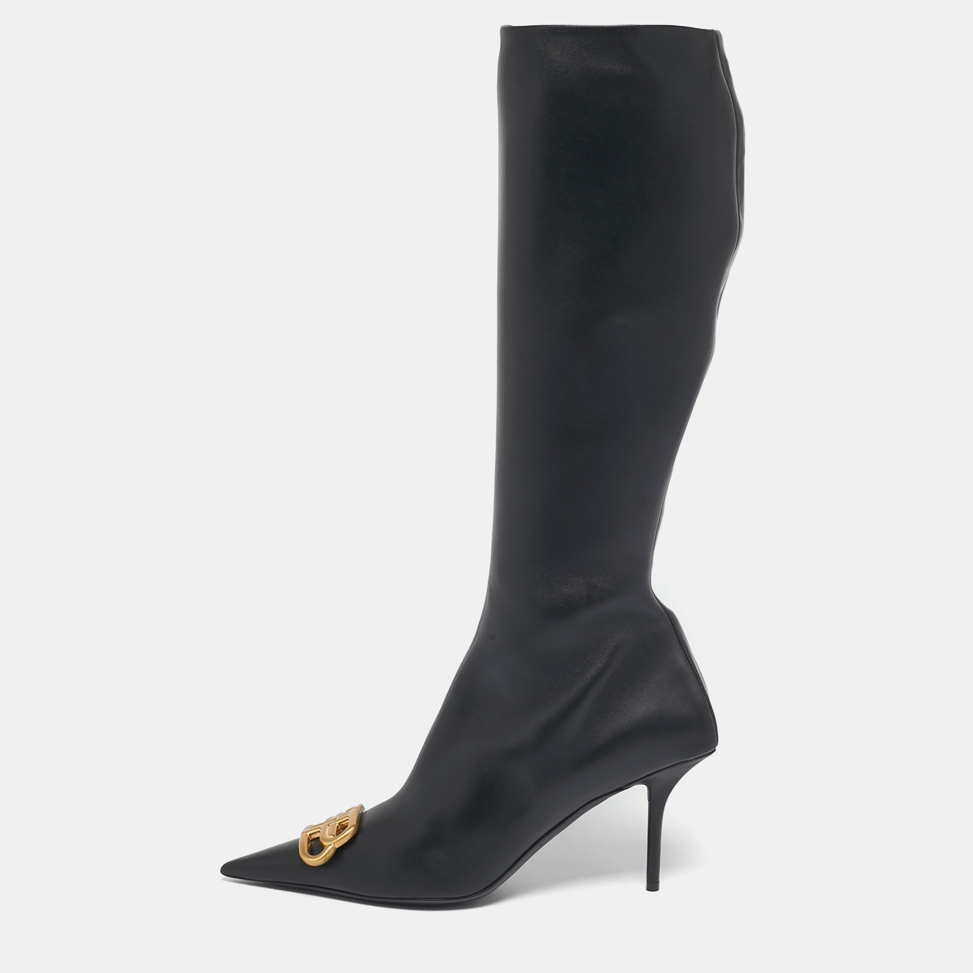 BALENCIAGA Pre-owned Black Leather Knife Bb Knee Length Boots Size 41