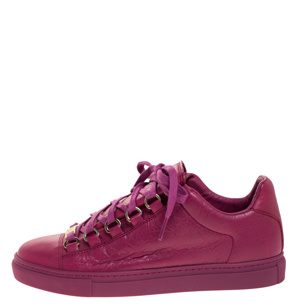 

Balenciaga Pink Leather Arena Low Top Sneakers Size