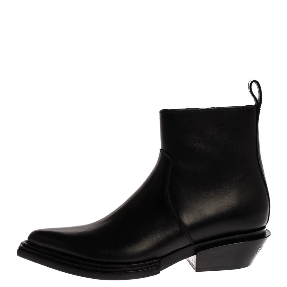 

Balenciaga Black Leather Santiag Pointed Toe Ankle Boots Size