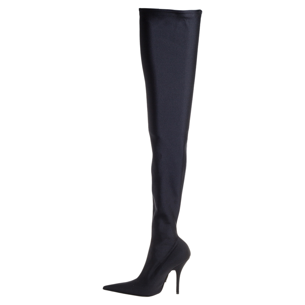 

Balenciaga Black Spandex Fabric Knife Over The Knee Boots Size