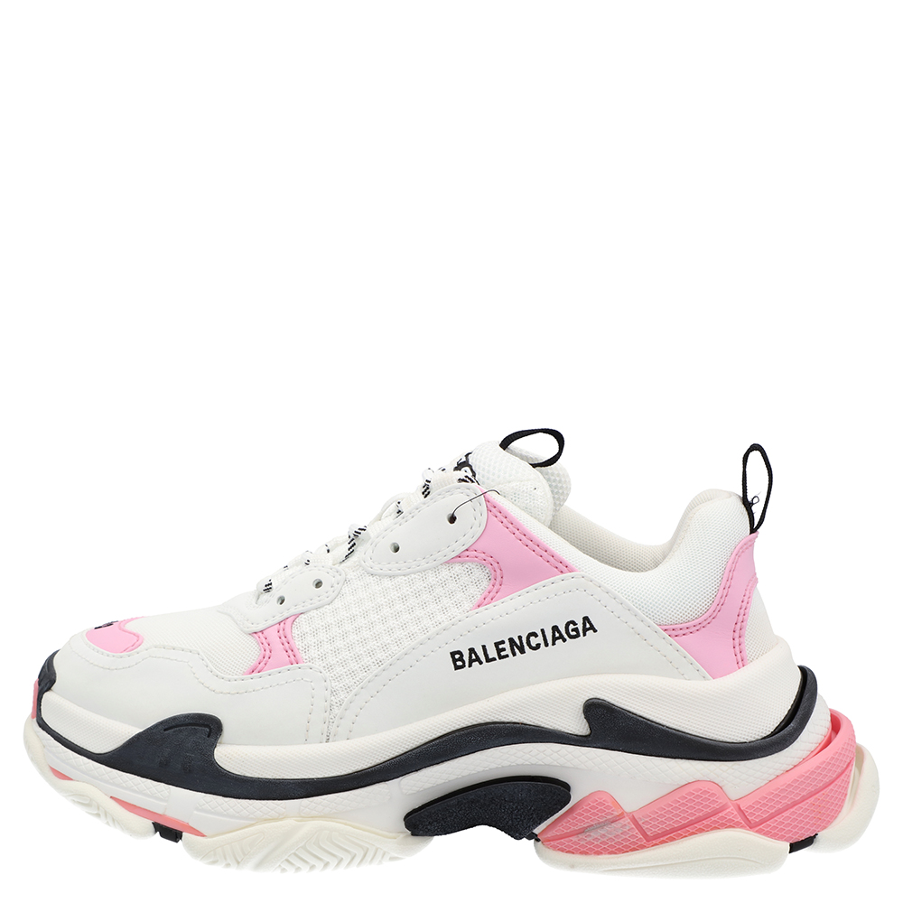 

Balenciaga White/Pink/Black Triple S Sneakers Size EU