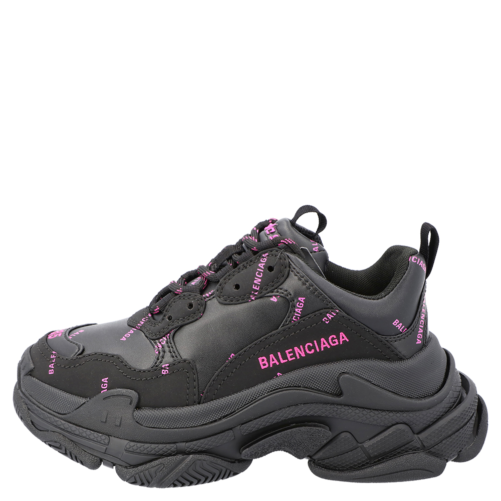 

Balenciaga Black/Pink Triple S Sneakers Size EU